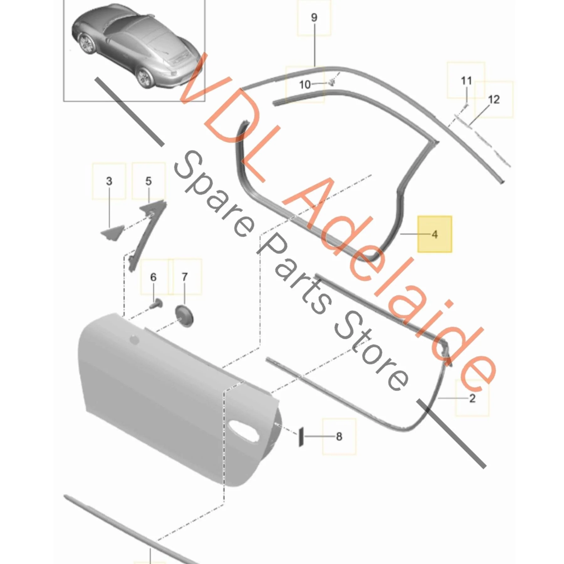 Porsche 911 991 Coupe Right Side Door Rubber Seal Gasket 99153707610 - Image 2