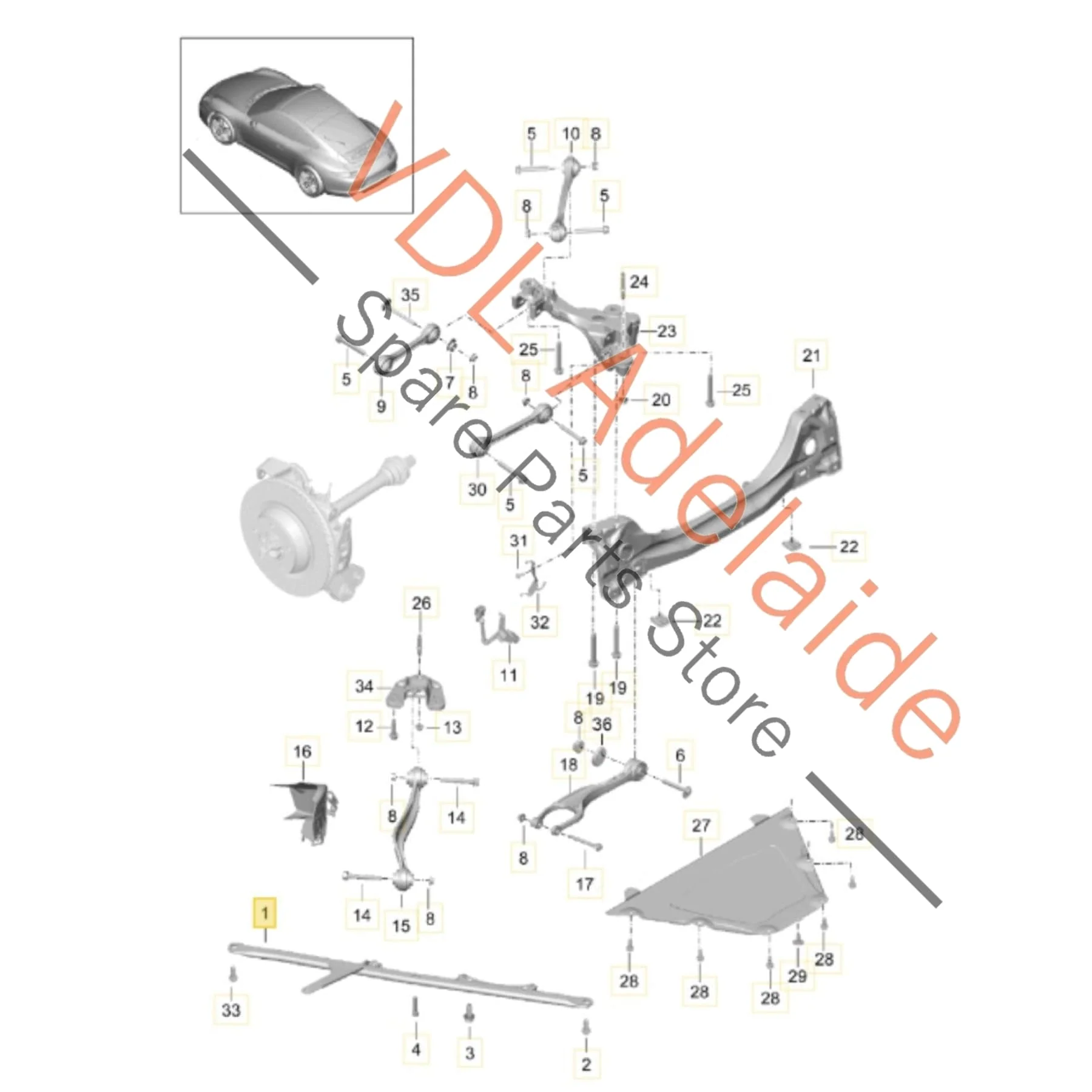 Porsche 911 Rear Left Suspension Frame Brace Bracket 99133108107 - Image 2