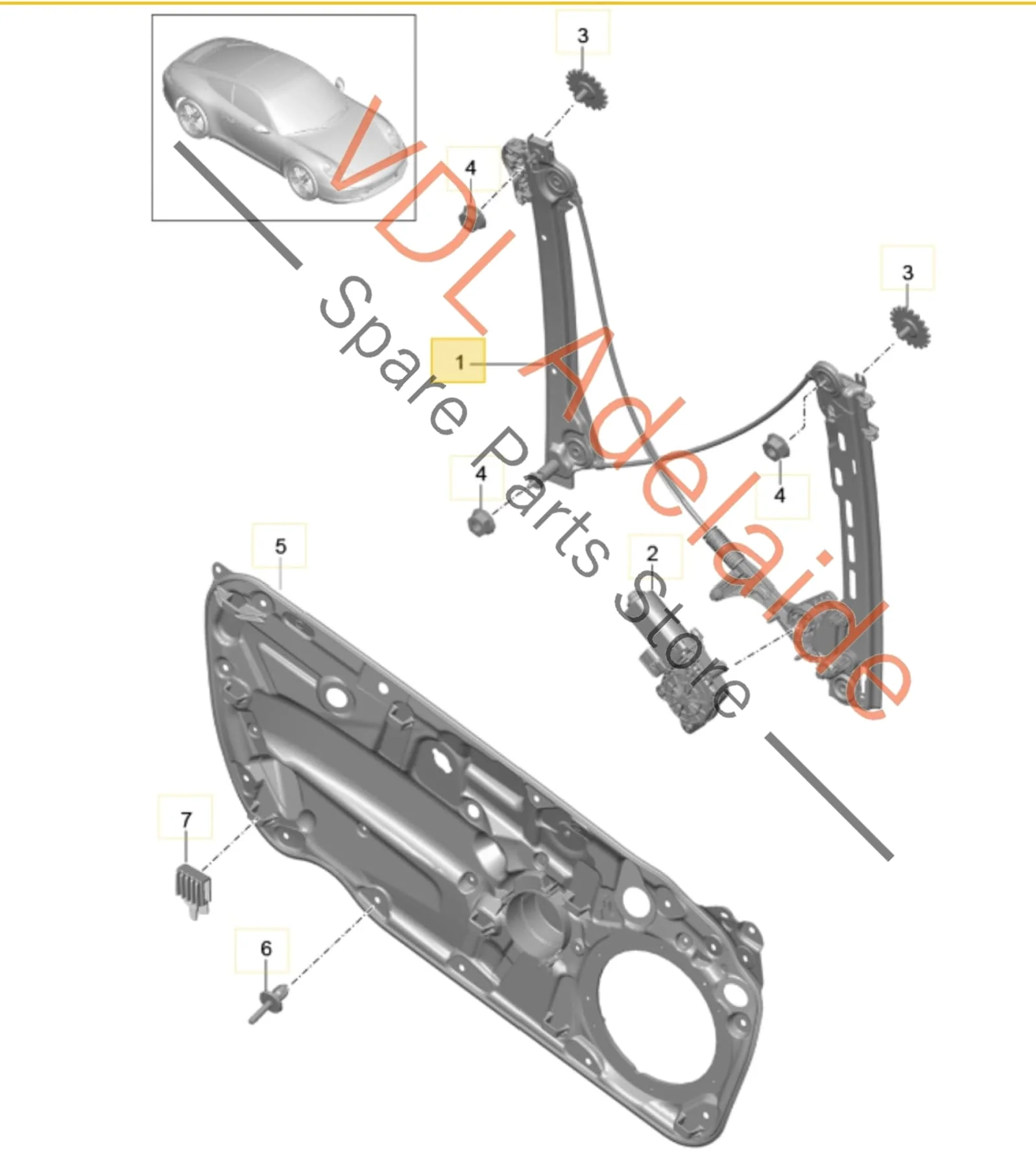 Porsche 911 991 Left Side Window Regulator Mechanism 99154207501 99154297501 - Image 2