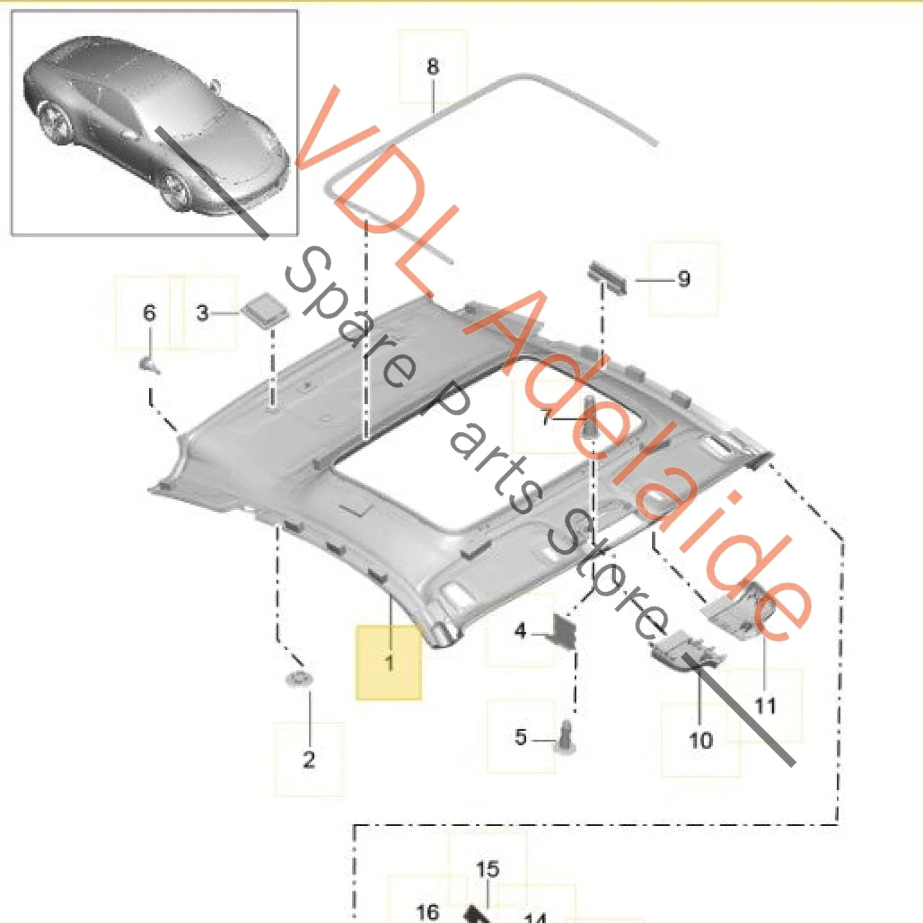 Porsche 911 991 Alcantara Roof Liner Lining 99155509126 99155509114 Genuine OEM - Image 2
