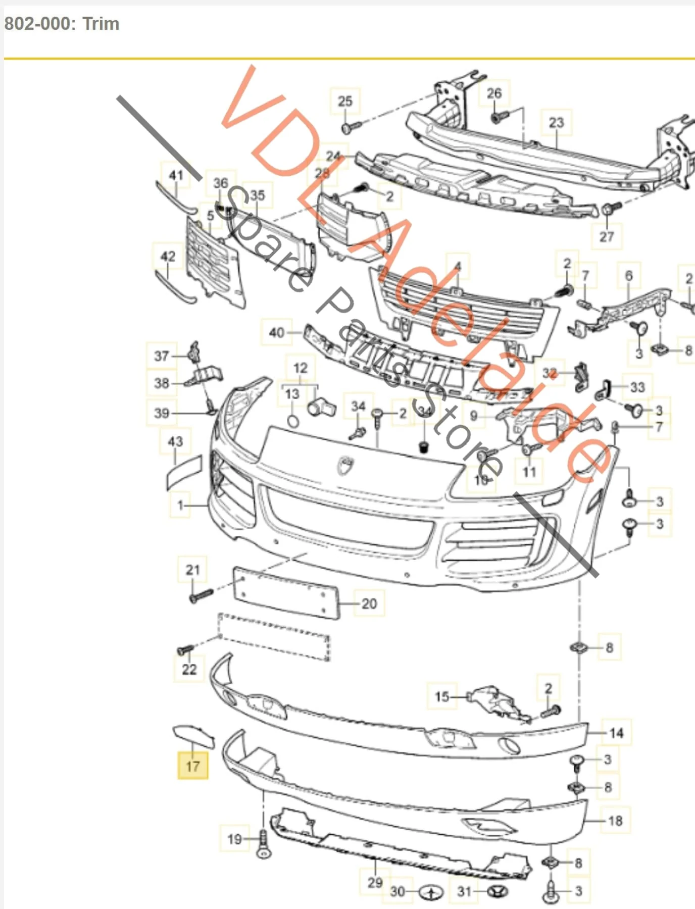 Porsche Cayenne 9PA 955 957 Turbo Front Bumper Stainless Steel Cover Trim Right RHS 95550515611 7L5807156L - Image 2