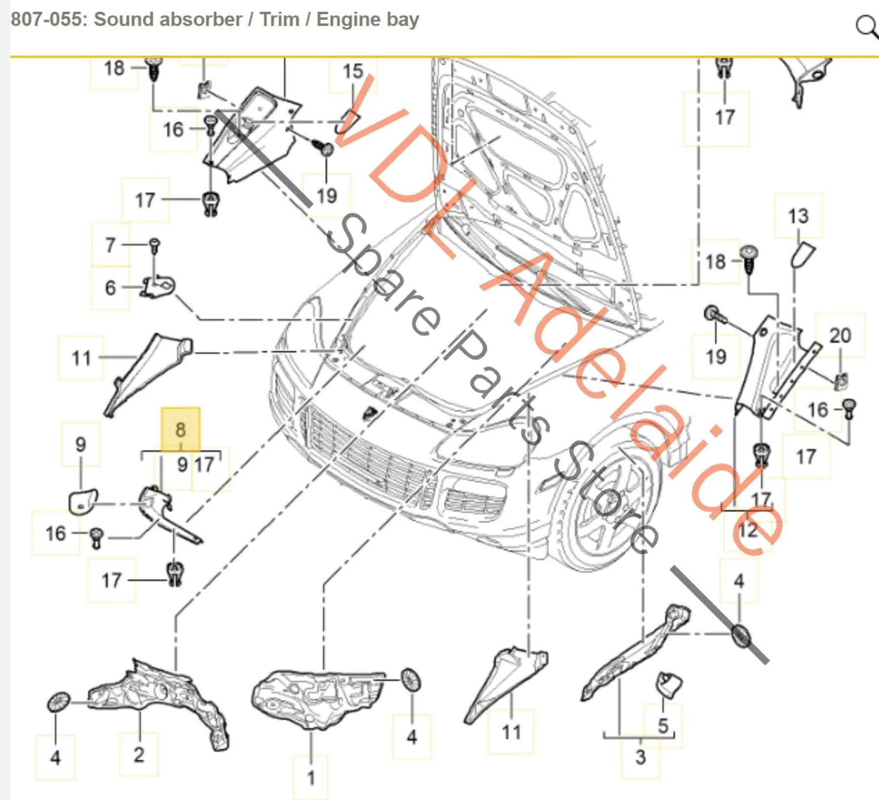 Porsche Cayenne 9PA 955 957 Engine Bay Compartment Trim Right Front 95550428600 - Image 2