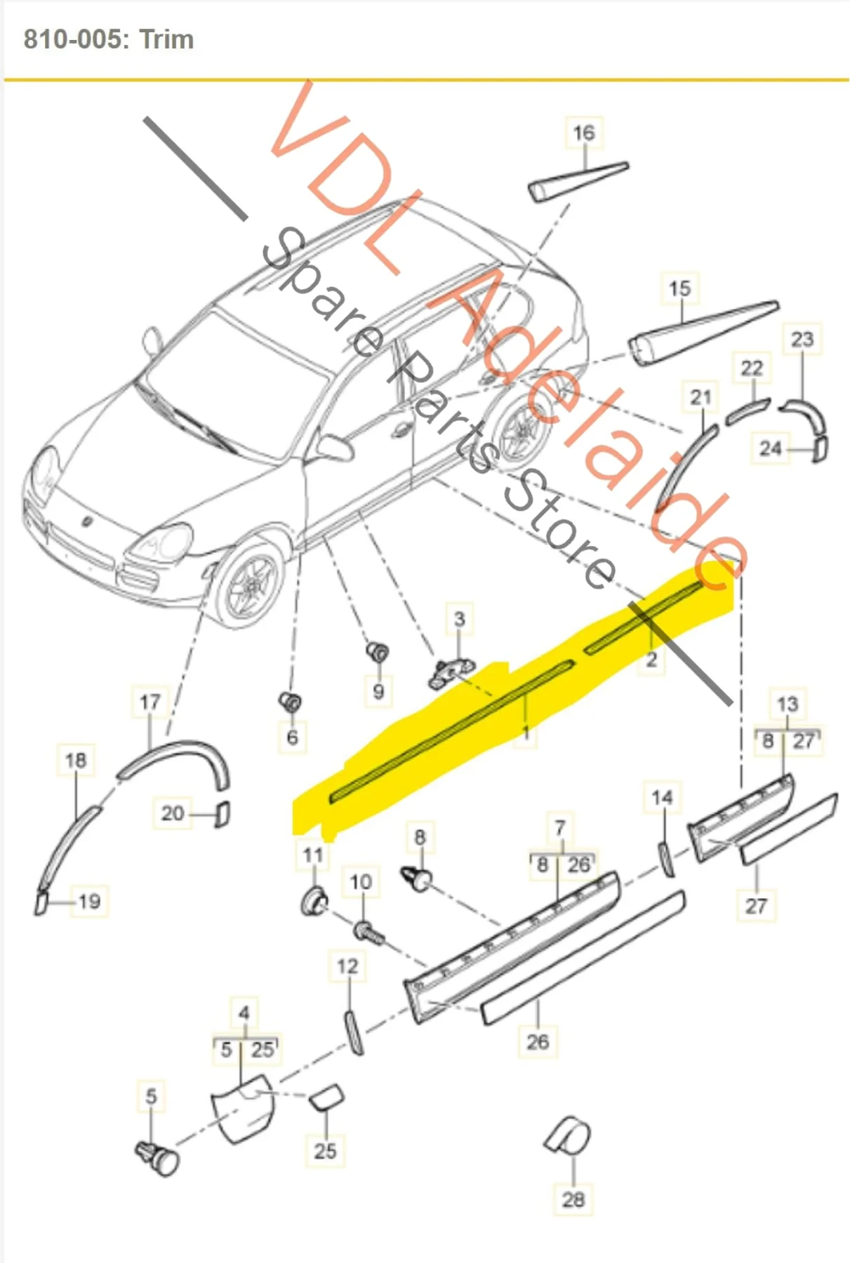 VW Touareg Porsche Cayenne Plastic Door Opening Entry Sill Trim Strip Front Left 7l0853537 95555930302 01C - Image 2