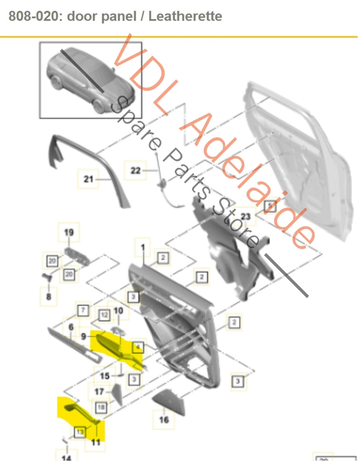 Porsche Cayenne E3 9YA 9YB Rear Right Interior Armrest Door Handle Pull Grip Black Leather - Image 2