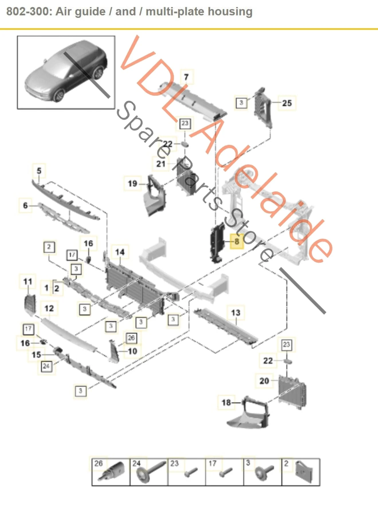 Porsche Cayenne E3 9YA 9YB Centre Front Radiator Support Air Guides Pair 9Y0121707D L & 9Y0121707D R - Image 3