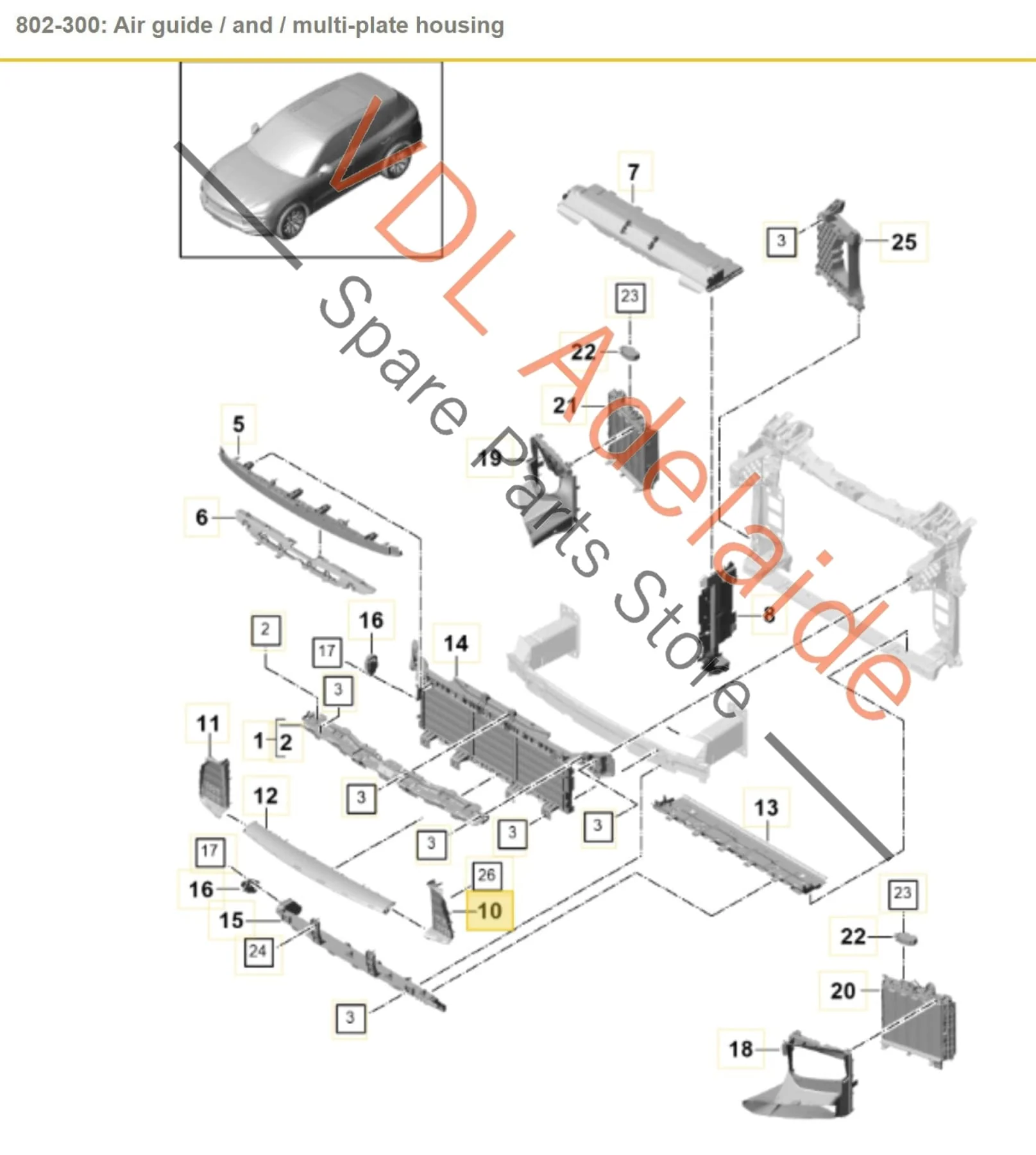 Porsche Cayenne E3 9YA 9YB Front Left Lower Radiator Support Air Guide Duct 9Y0121699C  OK1 - Image 2