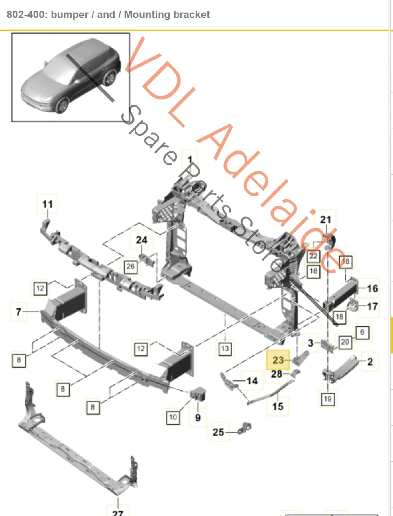 Porsche Cayenne Audi Q7 Touareg Radiator Support Bracket Left 4M0805201 PAB805201 - Image 2