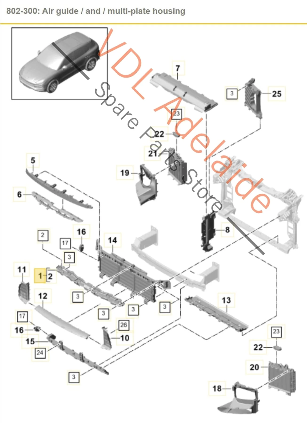 Porsche Cayenne E3 9YA 9YB Front Lower Radiator Support Air Guide 9Y0805015C - Image 2