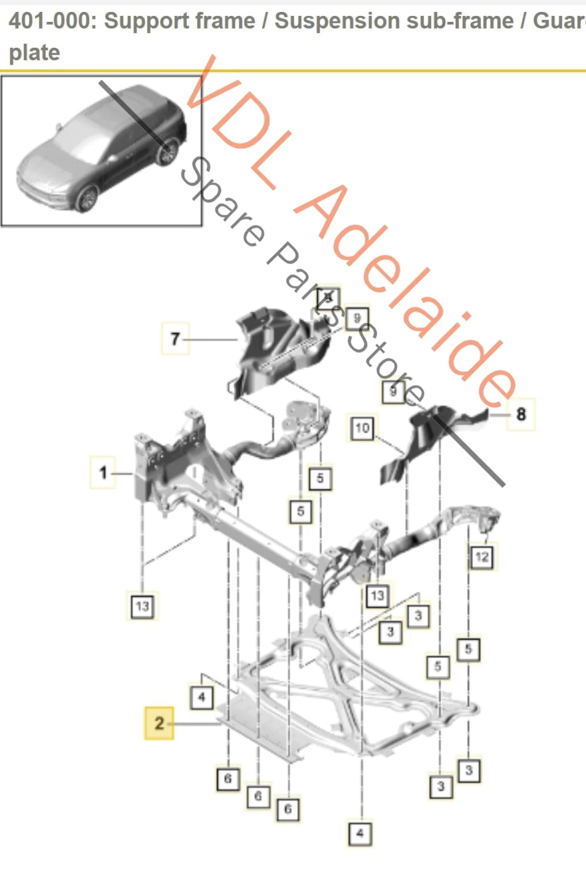 Porsche Cayenne E3 Front Lower Reinforcement K Sub-Frame Suspension Chassis PAB399345B 4M0399345B 958399346C - Image 2