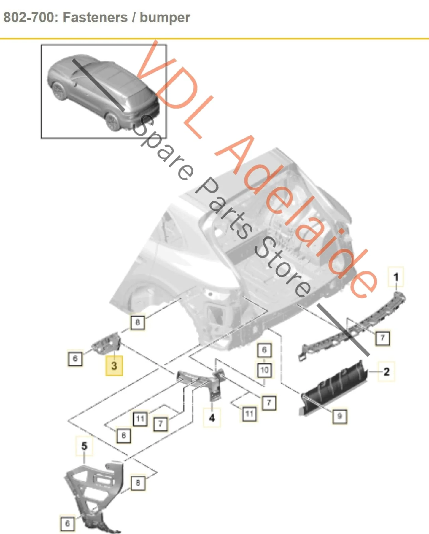Porsche Cayenne E3 Rear Bumper Left Side Corner Securing Strip Bracket 9Y0807405C - Image 2