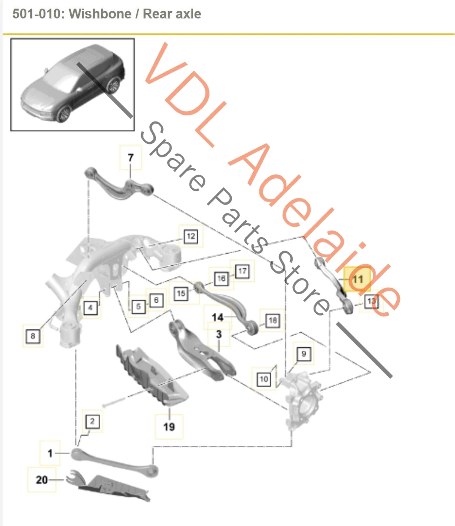 Porsche Cayenne E3 Audi Q7 Q5 Rear Left Suspension Wishbone Control Arm 4M0505397 PAB505397 4M0505371 - Image 2