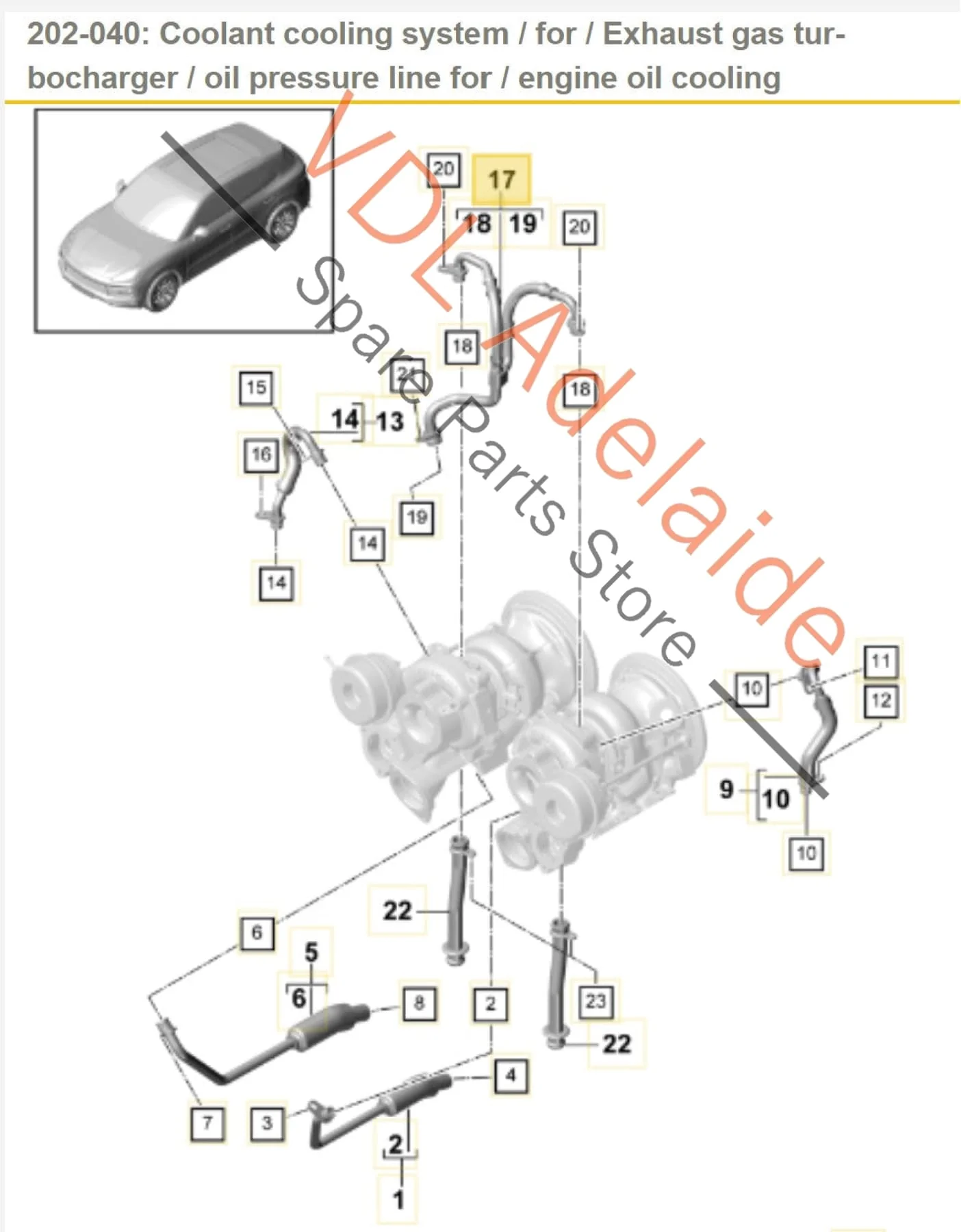 Porsche Cayenne V6 Bi Turbo Oil Feed Hose Pipe 9A714514010 - Image 2