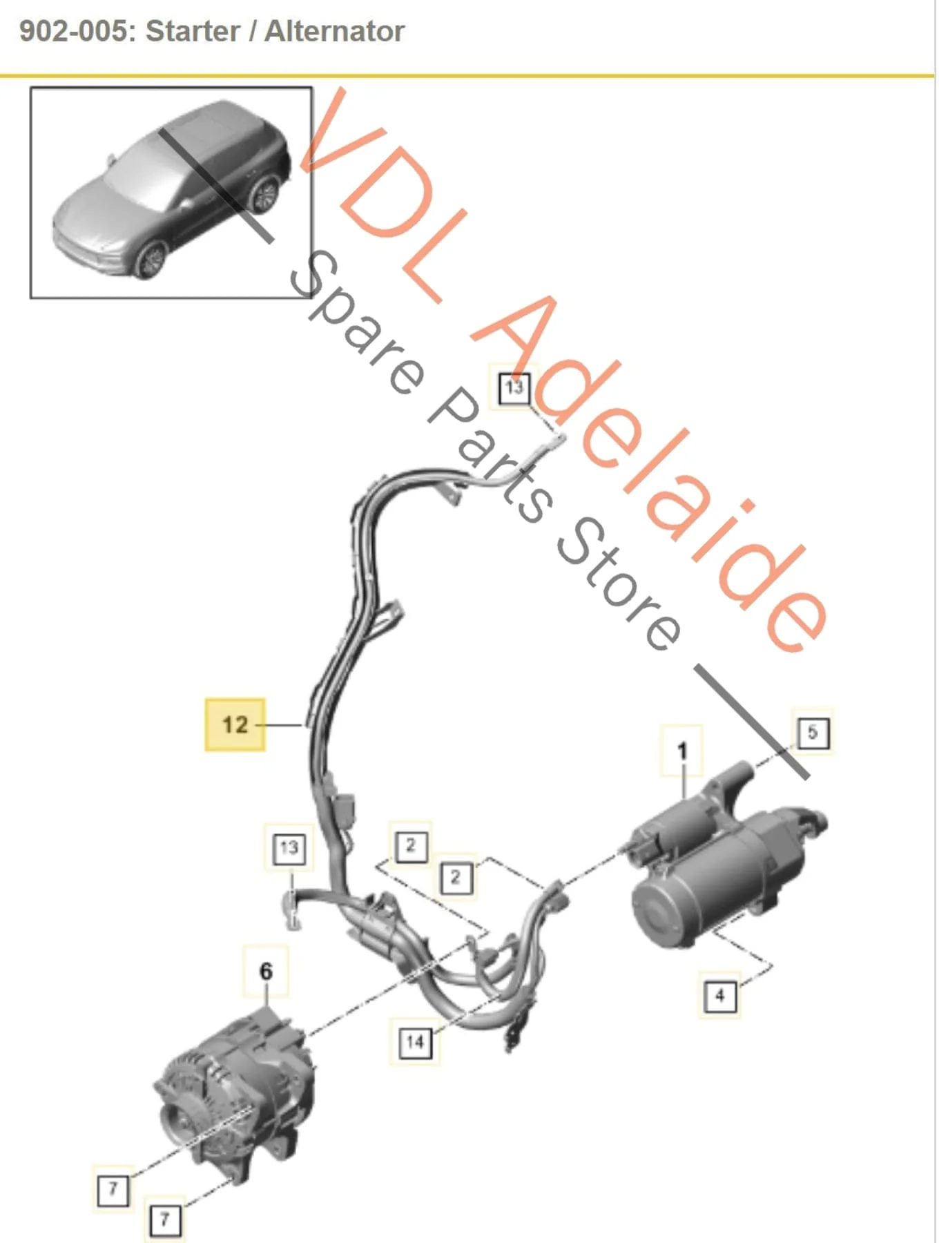 Porsche Cayenne E3 9YA 9YB Alternator Wiring Harness Cable 9Y0971228D - Image 2