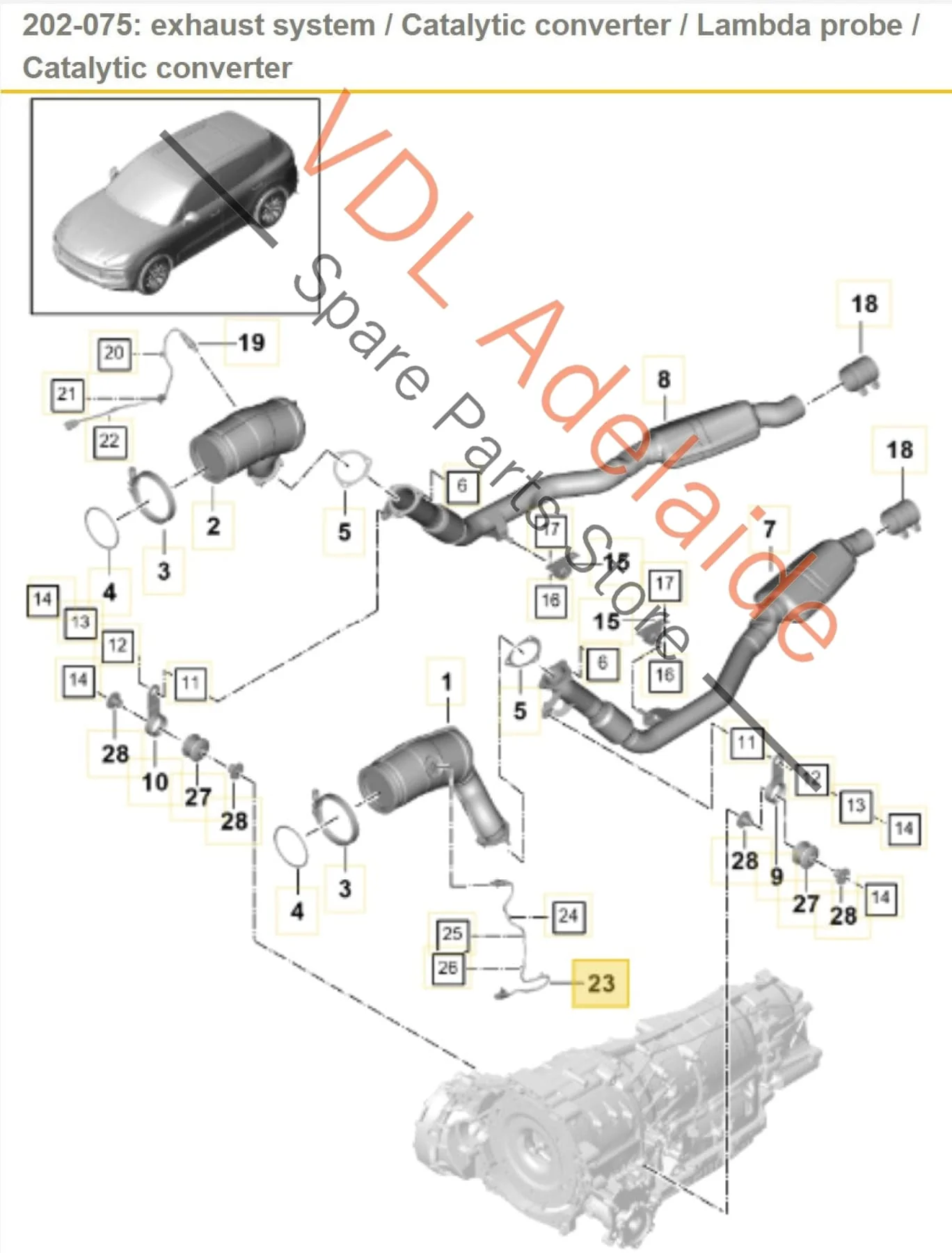 Porsche Cayenne E3 9YA 9YB Oxygen Sensor Downstream Left Side PAB90626500 PAB906265J 4M8906265AC - Image 2