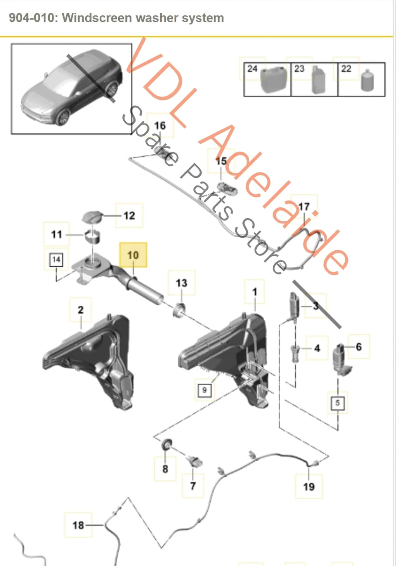 Porsche Cayenne E3 9Y Washer Bottle Neck & Cap PAB955463 PAB95526700 - Image 2