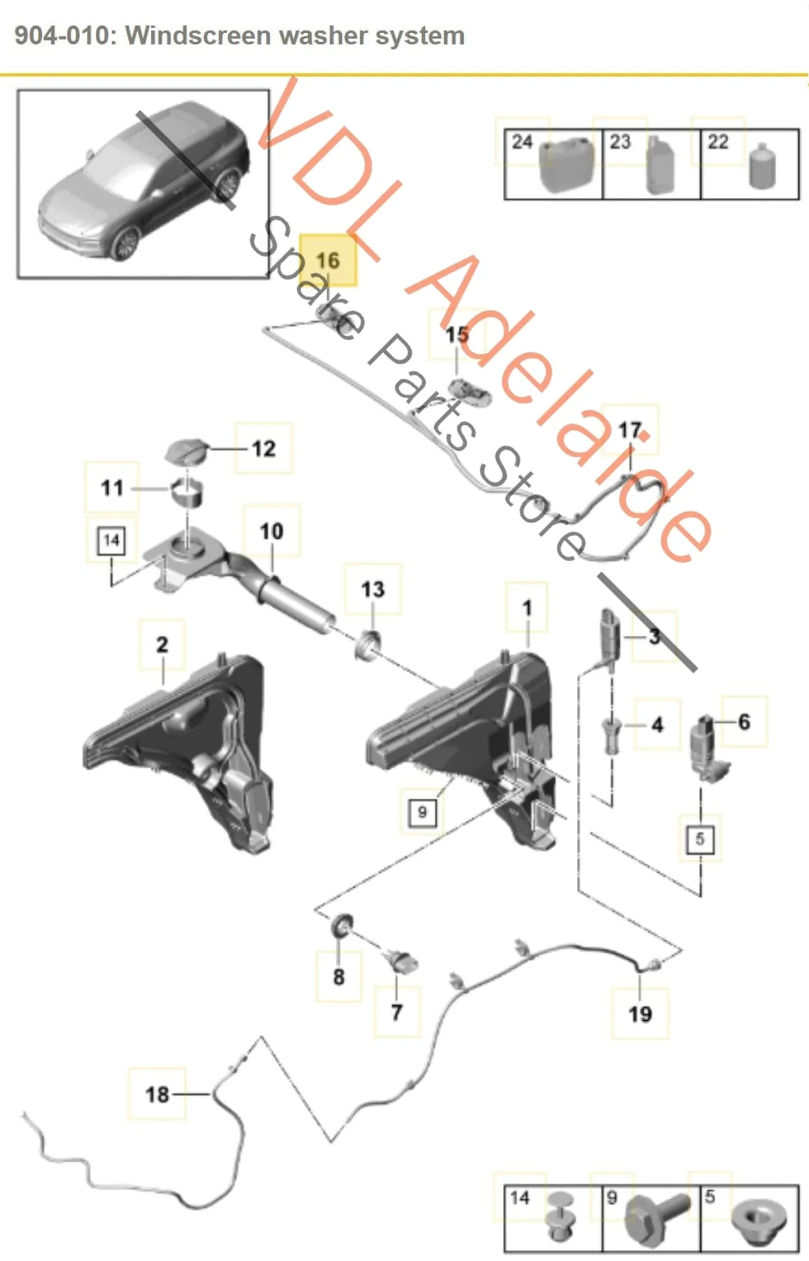 Porsche Cayenne E3 9Y Pair of Windscreen Washer Jet Nozzles 9Y0955985B 9Y0955985C - Image 2
