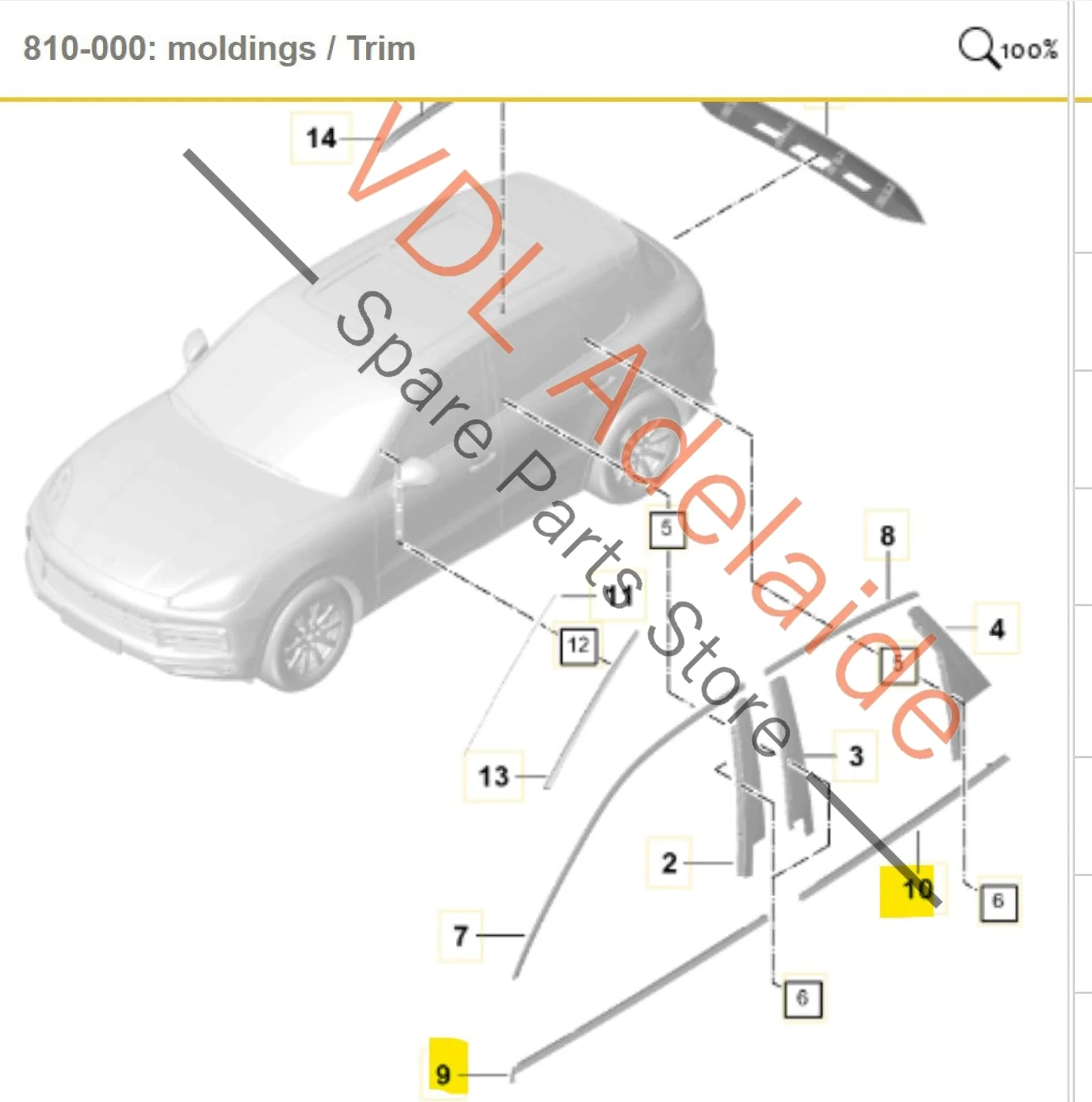 Porsche Cayenne E3 9Y Set of 4 Door Window Chrome Trim Strips 9Y0837475H 9Y0837476H 9Y0839475H 9Y0839476H GV9 - Image 2