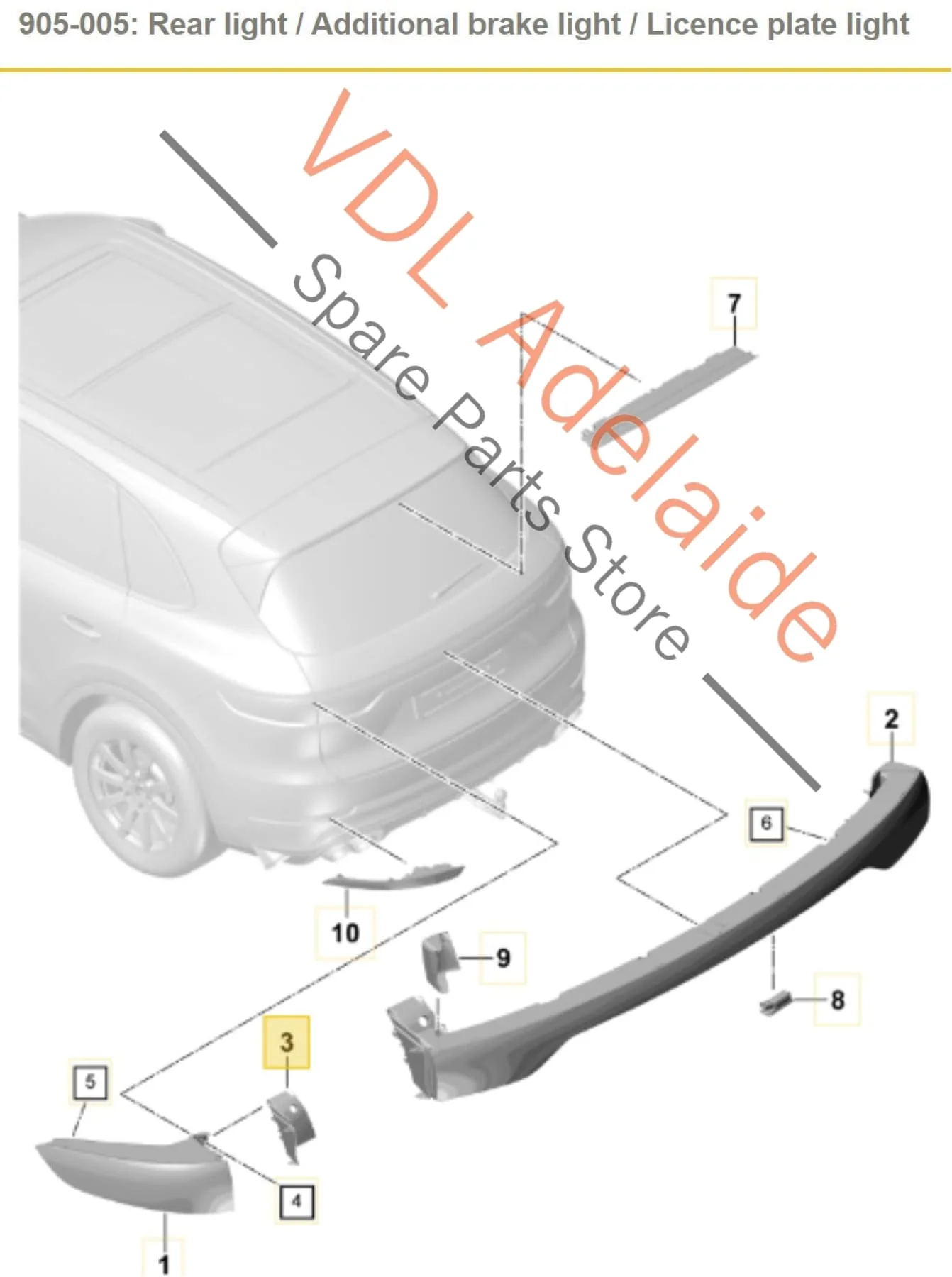 Porsche Cayenne E3 9Y Rear Left Tail Light Trim 9Y0945427B - Image 2