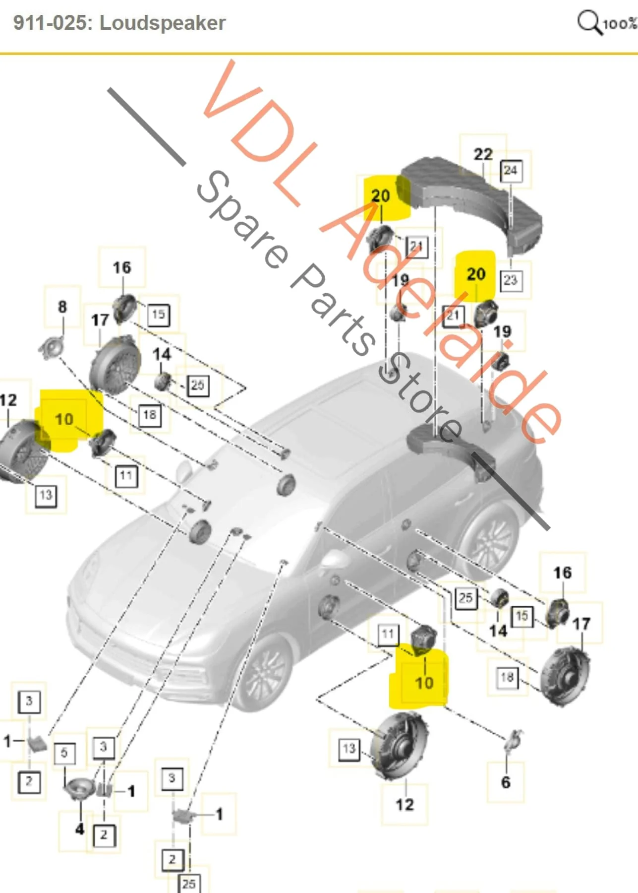 Porsche Cayenne E3 9Y Mid Tone Speaker Bose 971035415F - Image 2