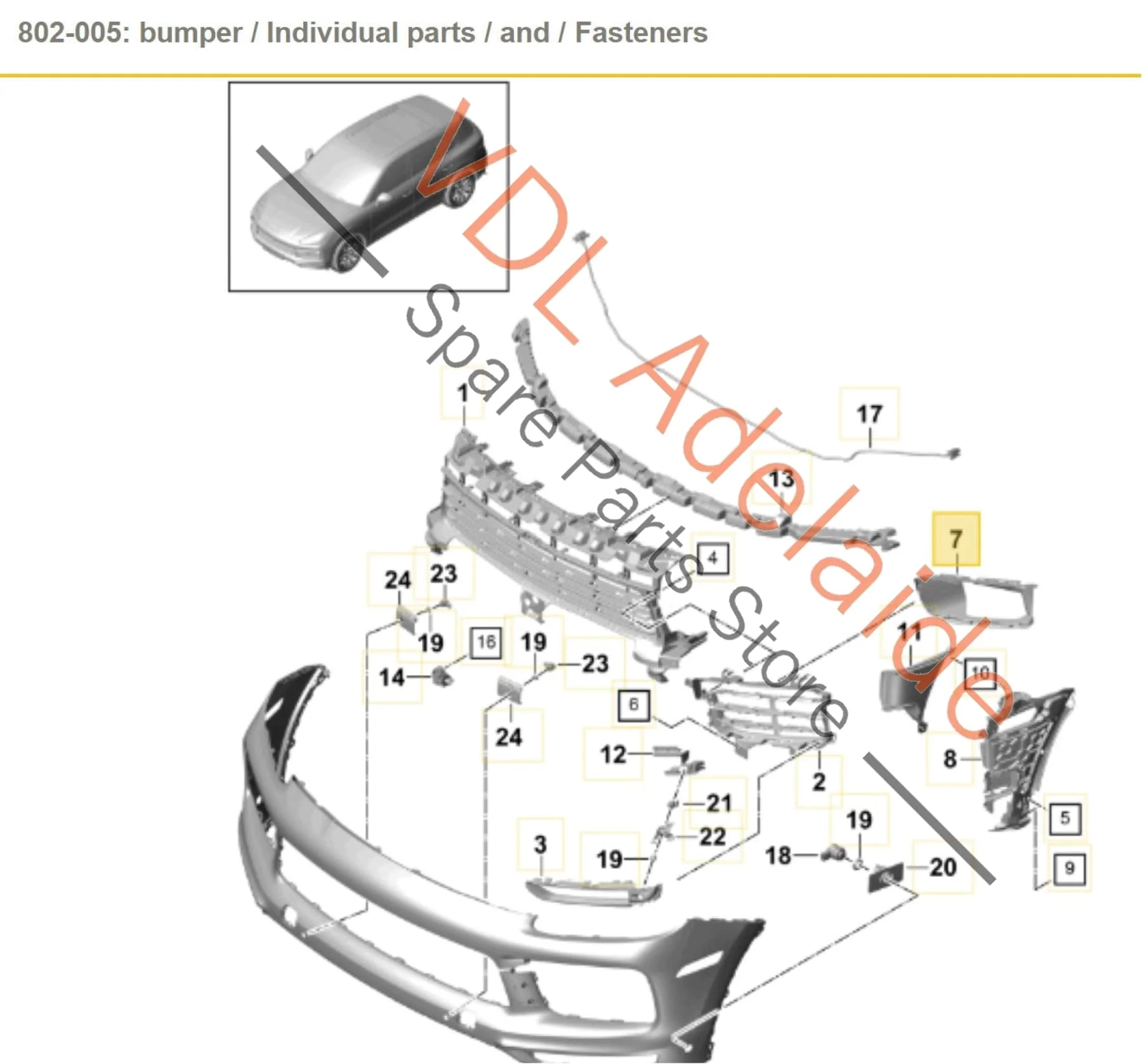 Porsche Cayenne E3 9Y Front Bumper Right Grille Air Guide 9Y0807162 - Image 2