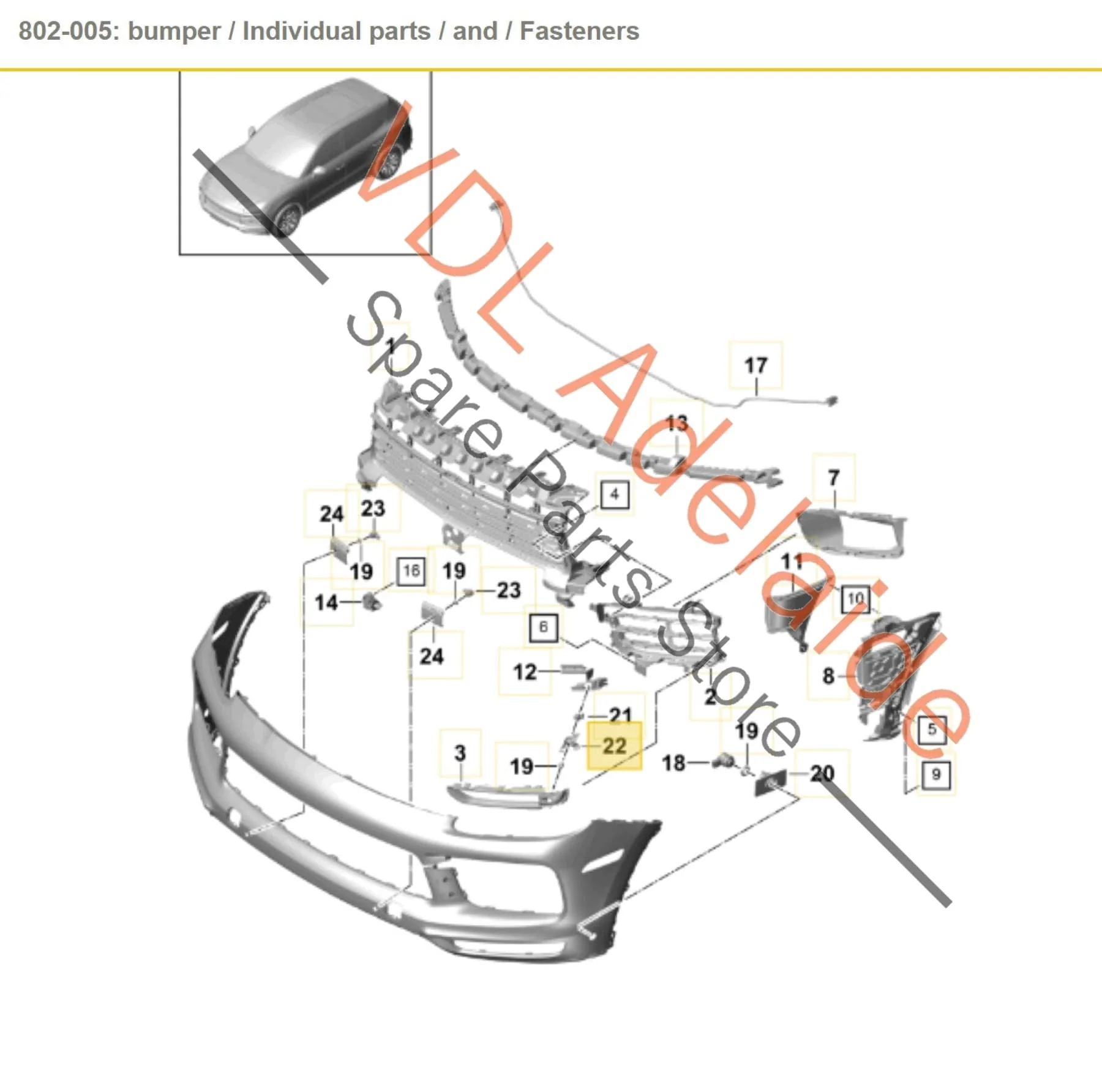 Porsche Cayenne E3 9Y Front Bumper Right Lower Grille Trim 9Y0807676 OK1 - Image 2
