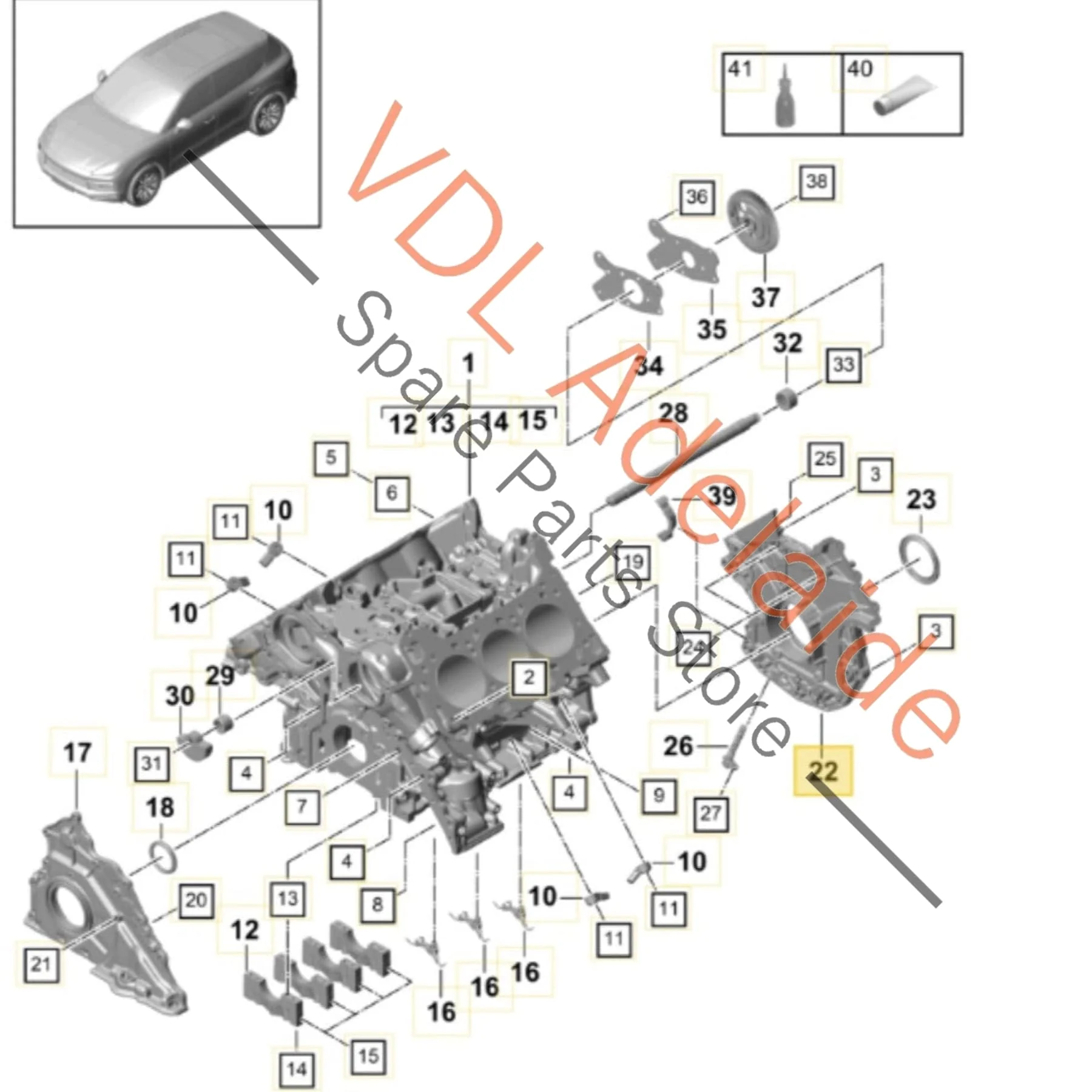 Porsche 2.9 3.0 Engine Block Sealing Flange Rear Cover Casing Aluminium 95810317310 06M103473P - Image 2