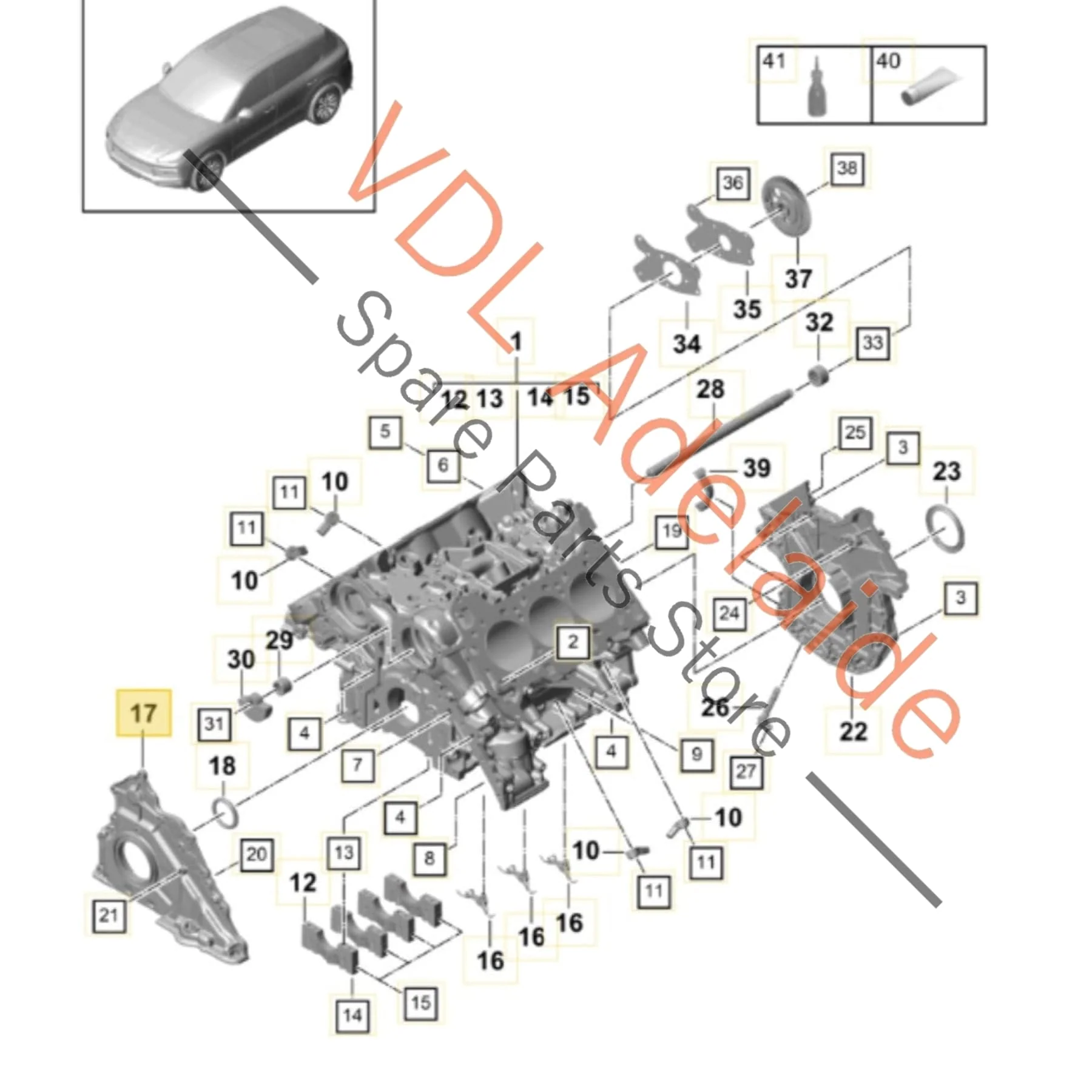 Porsche 2.9 3.0 Engine Block Sealing Flange Front Cover Casing Aluminium 9A710315306 06M103153G - Image 2