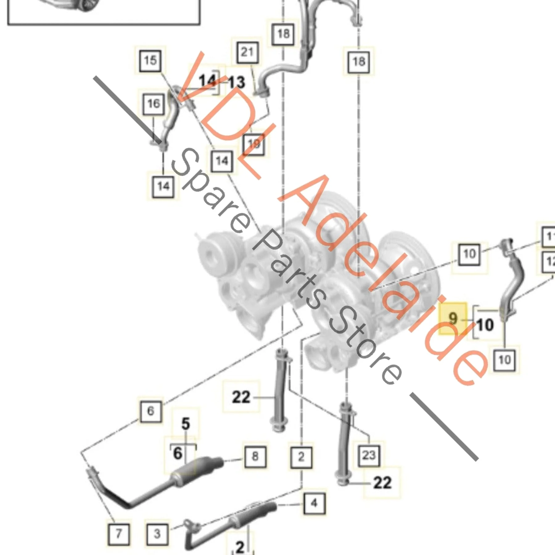Audi RS5 Porsche Cayenne Coolant Return Pipe for Left Turbocharger 9A714594711 06M145947G - Image 2