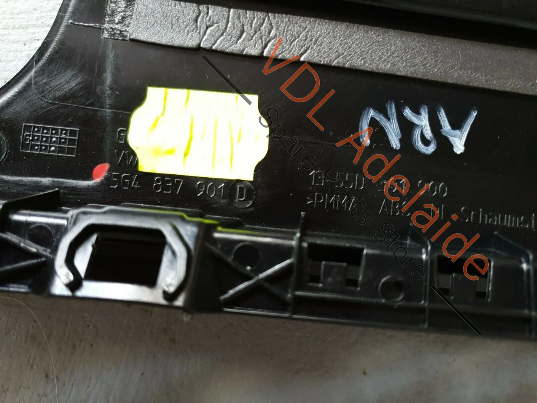 VW Golf Mk7 OEM Front Left Exterior Door B-Pillar Black Trim 5G4837901B ARN1 - Image 3