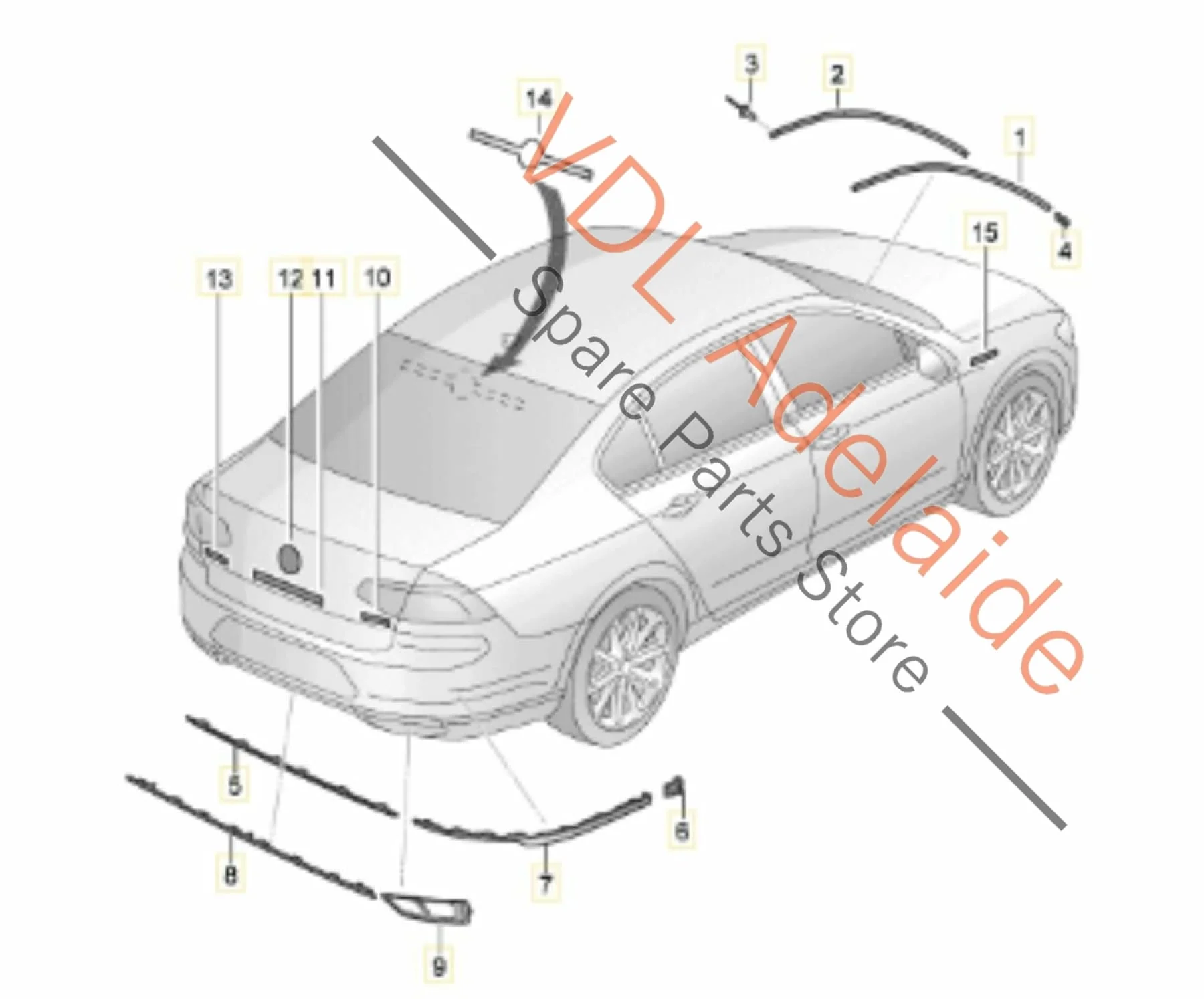VW Passat R-Line B8 3G Rear Right Bumper High Chrome Insert Trim 3G0853842 PAT3 - Image 2