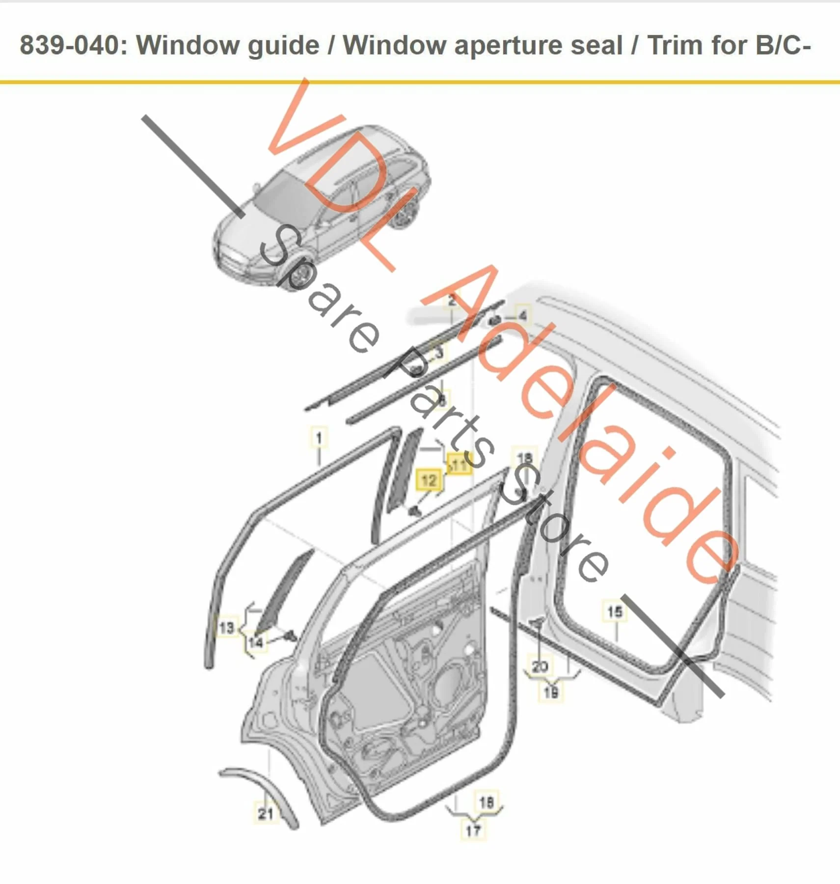 Audi Q7 4L Trim for Pillar B Brilliant Black Rear Left 4L0839901 Y9B ROS - Image 2