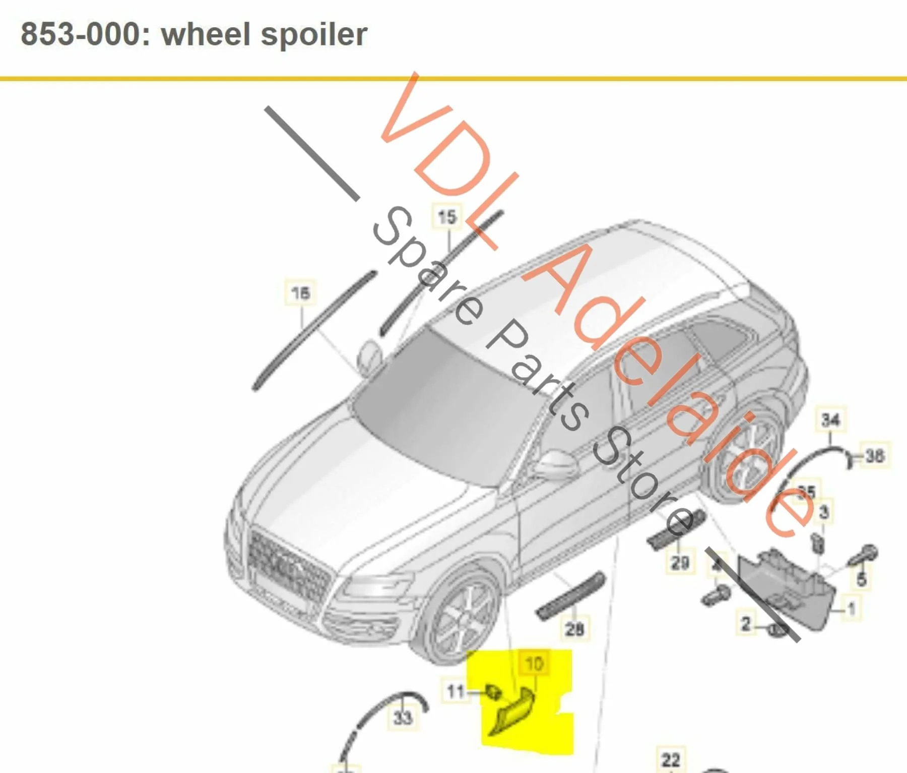 Audi Q7 4L S-Line Front Right Fender Lower Moulding Trim 4L0854960B ROS - Image 2