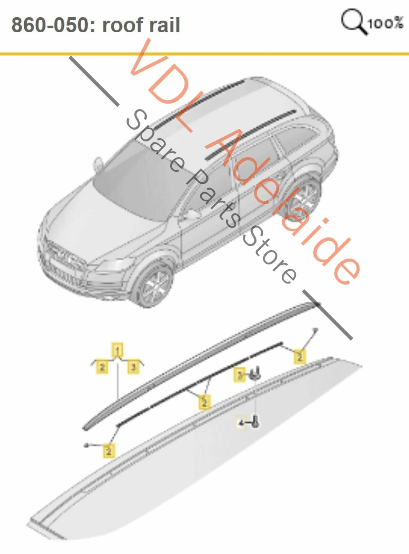 Genuine Audi Q7 4L Pair of Chrome Roof Rails Left and Right 4L0860021Q ROS - Image 2