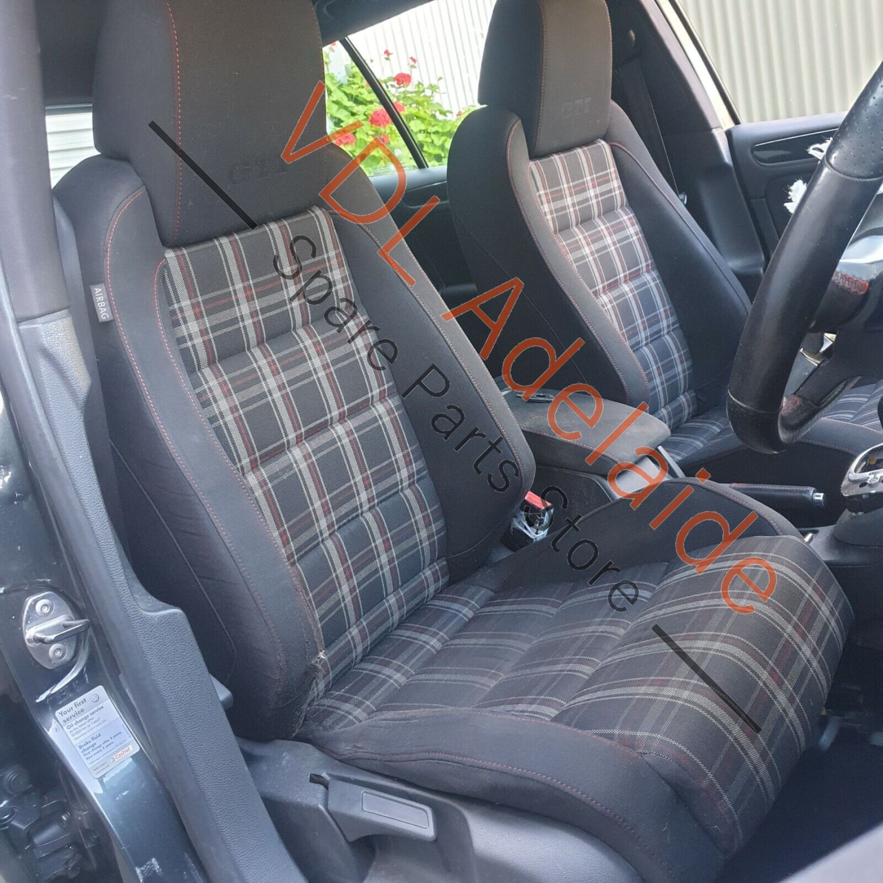 VW Golf GTi Mk6 Middle Arm Rest Cloth Black w Red Stitching NOR8 - Image 8