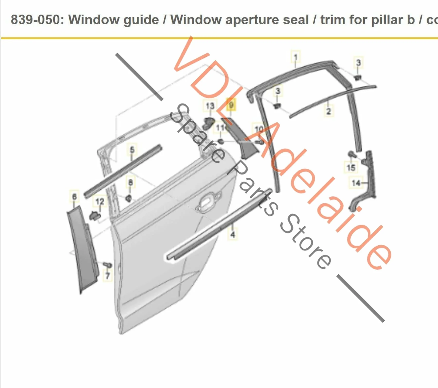 Audi S3 8V Exterior C Pillar Door Trim Moulding Gloss Black Rear Right RHS - Image 2