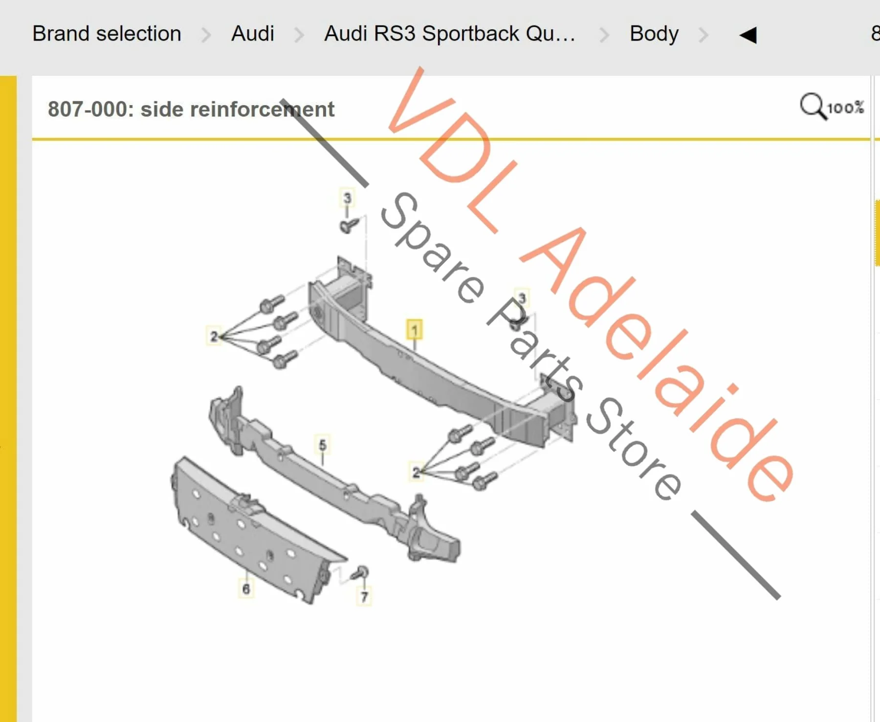 Audi RS3 8V Front Bumper Reo Reinforcement Bar - Image 2