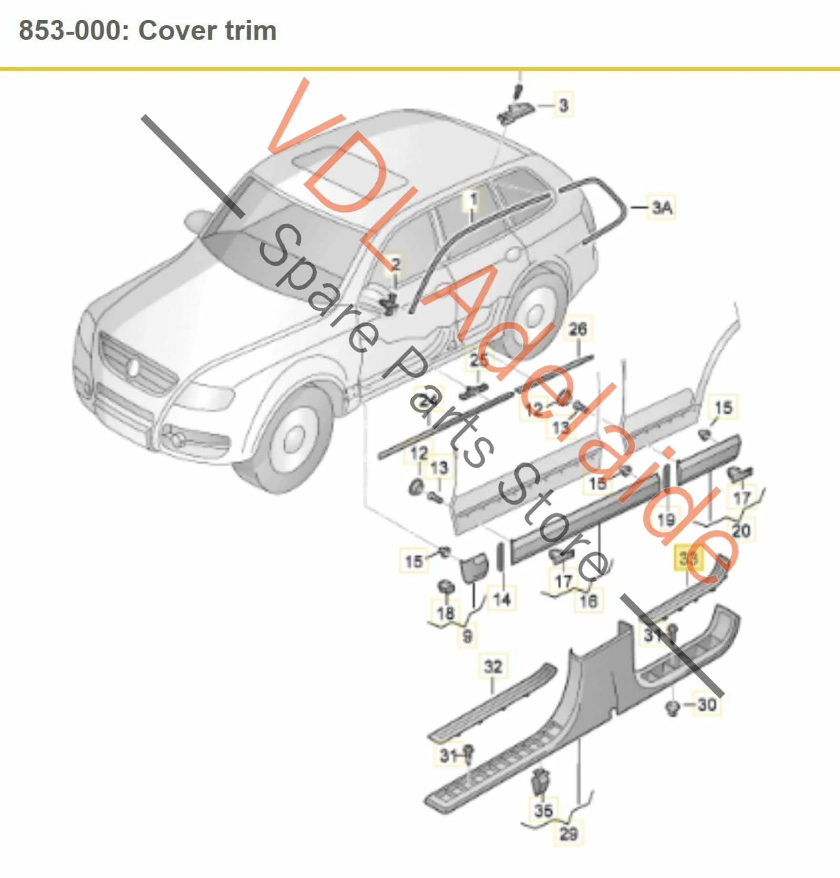 Porsche Cayenne VW Touareg Rear Left LHS Door Entry Chrome Stainless Trim Cover - Image 2