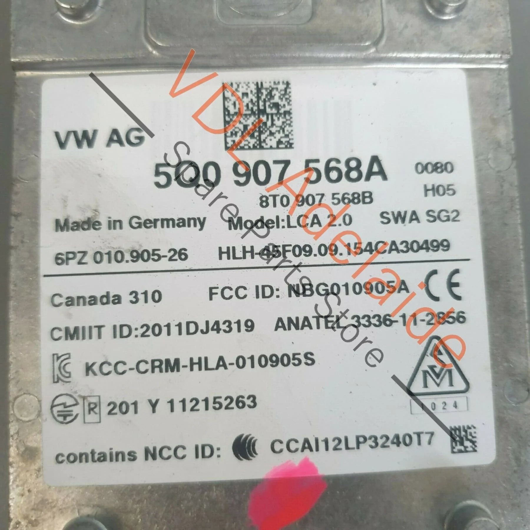 Audi S3 8V Rear Bumper Lane Change Assist Control Module Left Slave 5Q0907568A - Image 4