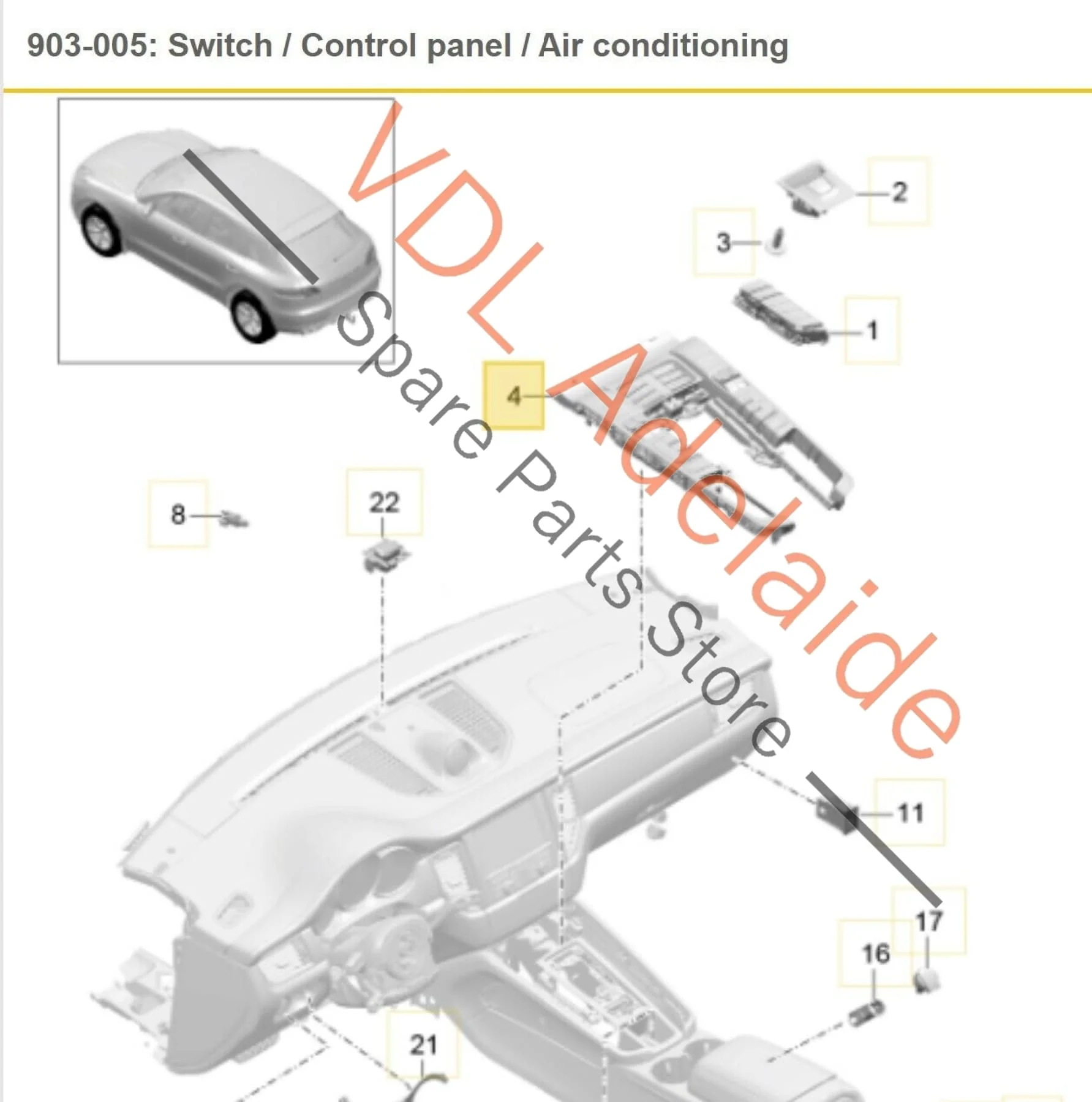 Porsche Macan 95B Centre Console Switch Panel AC Air Conditioning Climatronic - Image 2