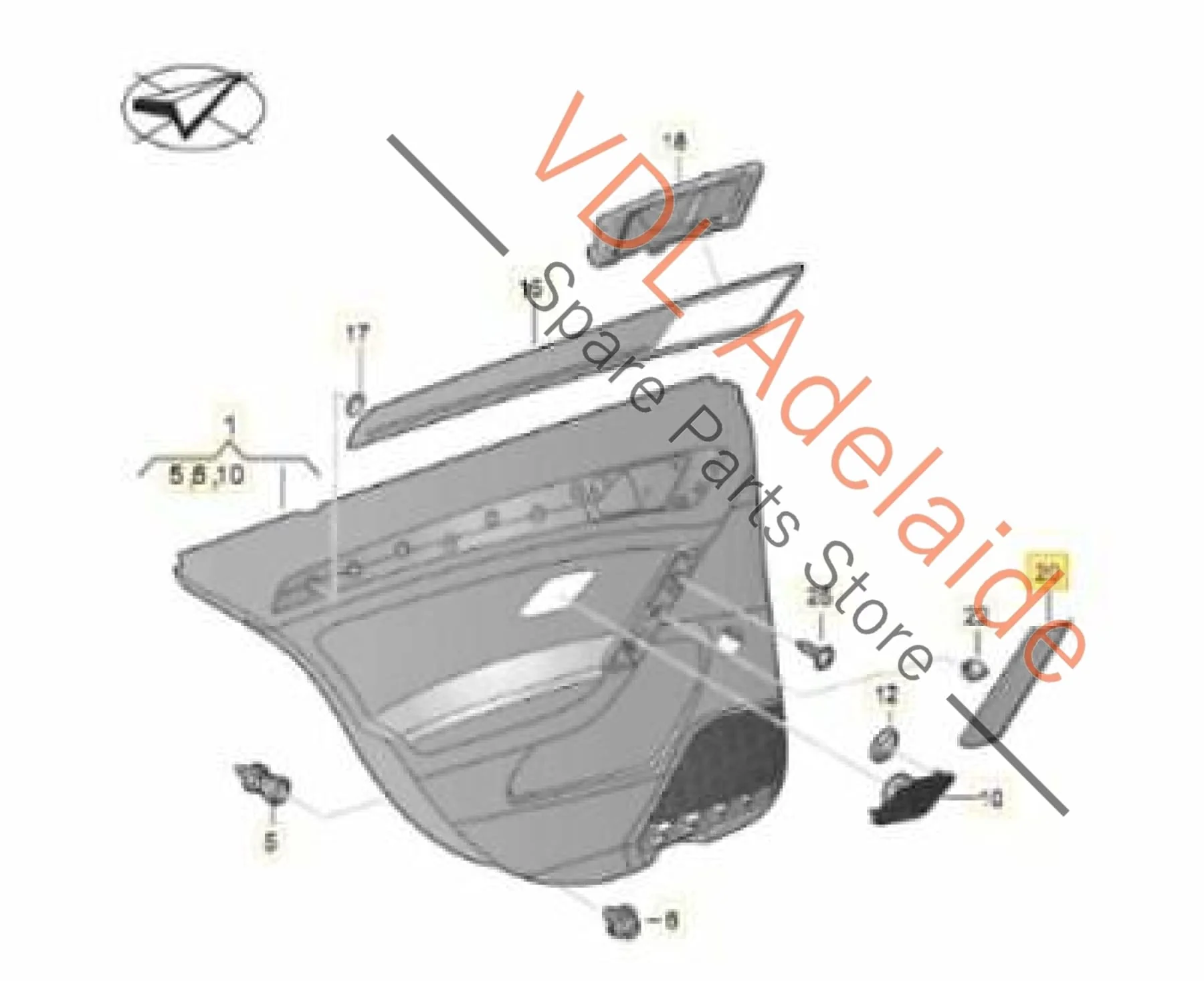 VW Golf MK7 Wagon Door Handle Interior Trim Left Front / Rear 5G0868039A - Image 3