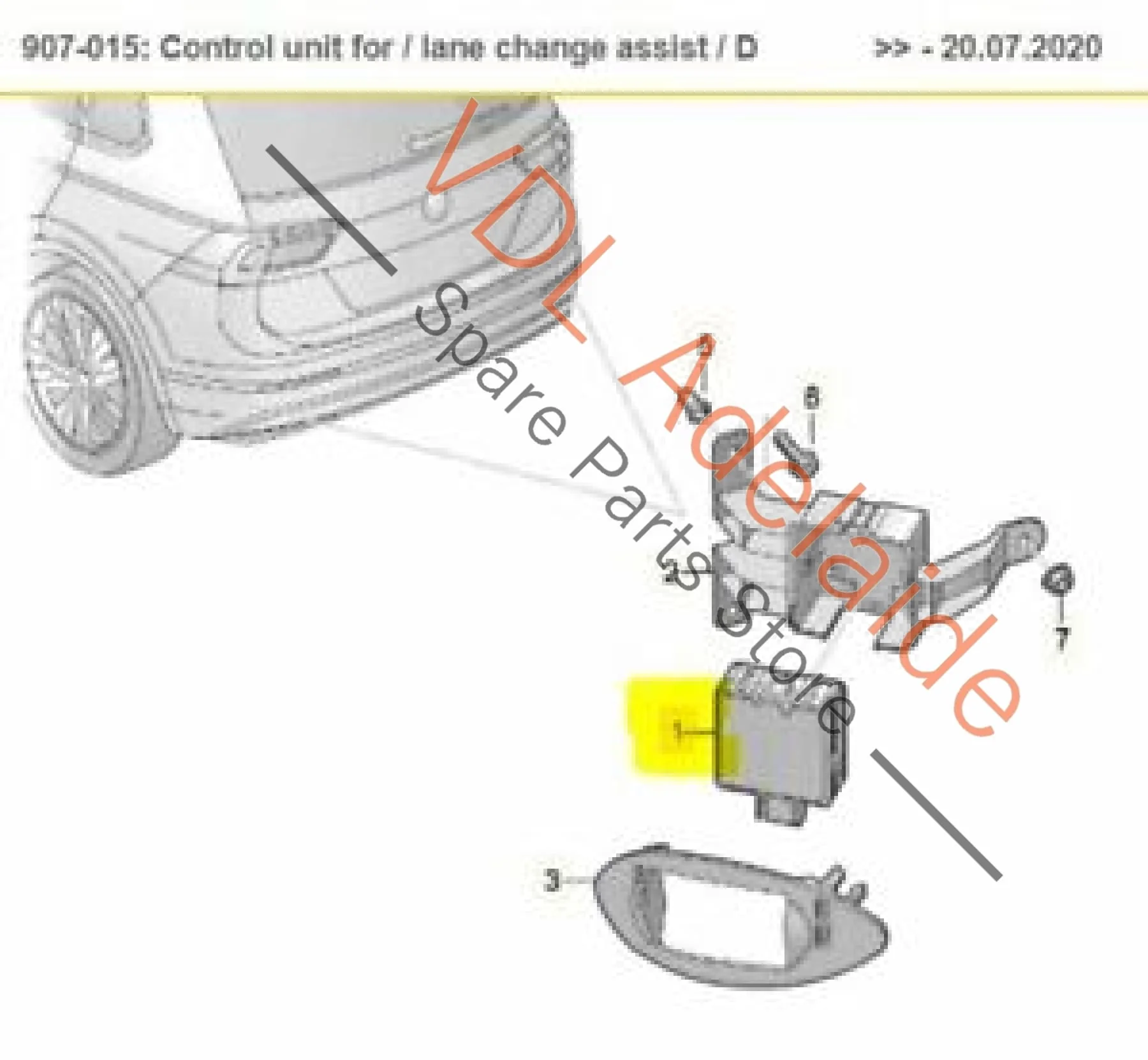 VW Tiguan MQB Mk2 Rear Right Lane Change Assist Master Control Unit 3Q0907566E - Image 3