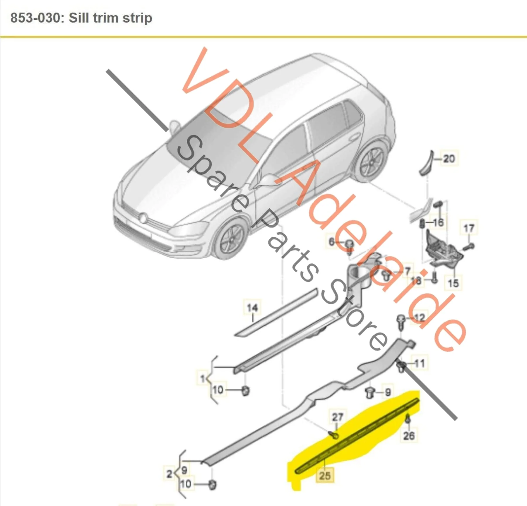 VW Golf GTi MK7 Sideskirt RHS Right Side Skirt Sil Panel Moulding Trim 5G0853855