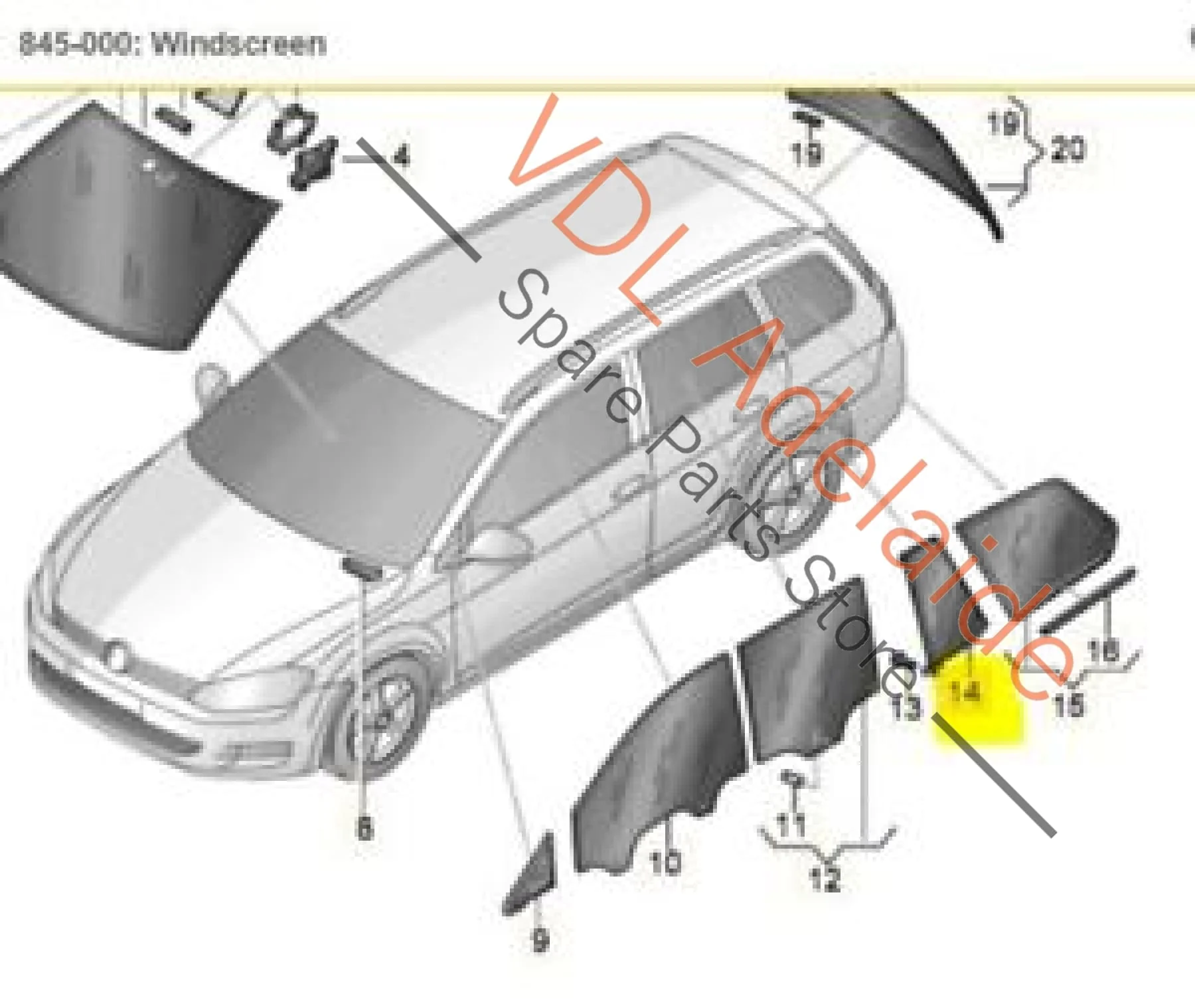 VW Golf MK7 Wagon Left LHS Fixed Window for Rear Door 5G9845213B - Image 2