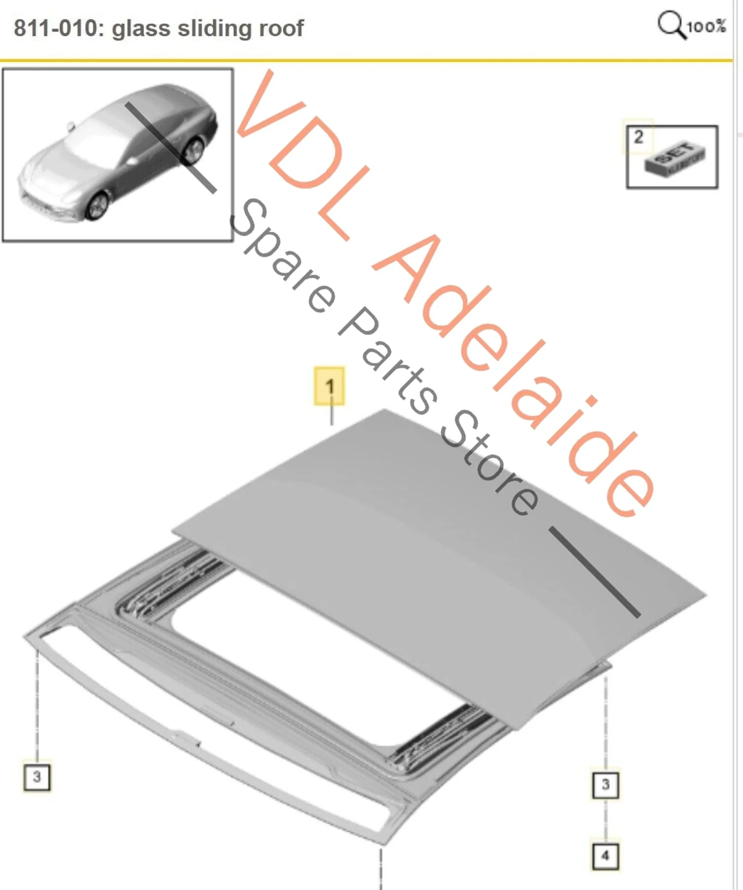 Porsche Panamera Turbo 971 Panoramic Glass Sunroof Roof Panel - Image 3