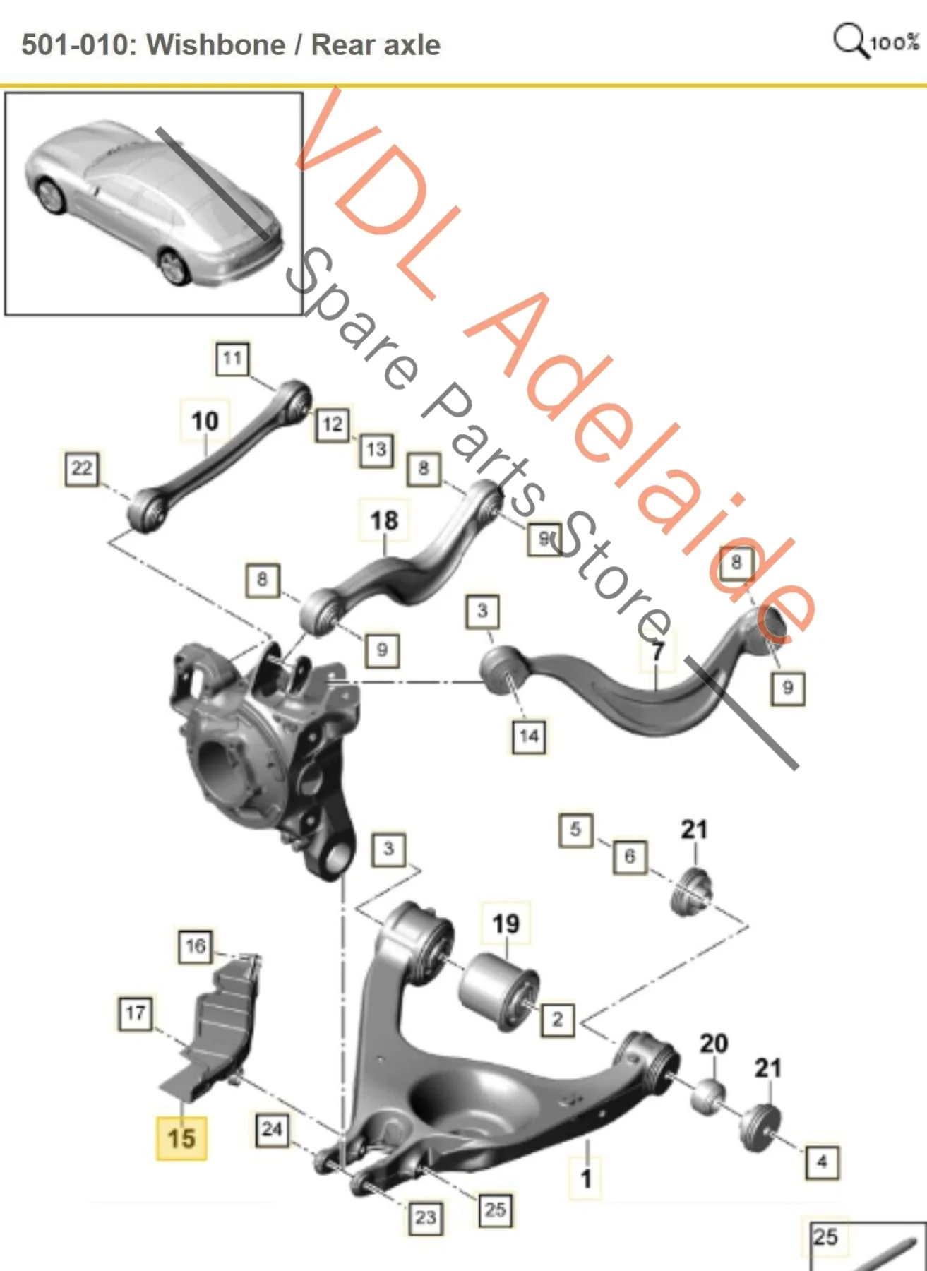 Porsche Panamera Turbo 971 Pair of Rear Suspension Wishbone Air Guide Guides