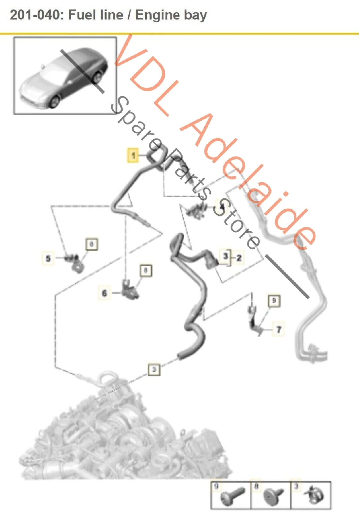 Porsche Panamera Turbo 971 Stainless Steel Fuel Pipe Hose Line 9A713029610