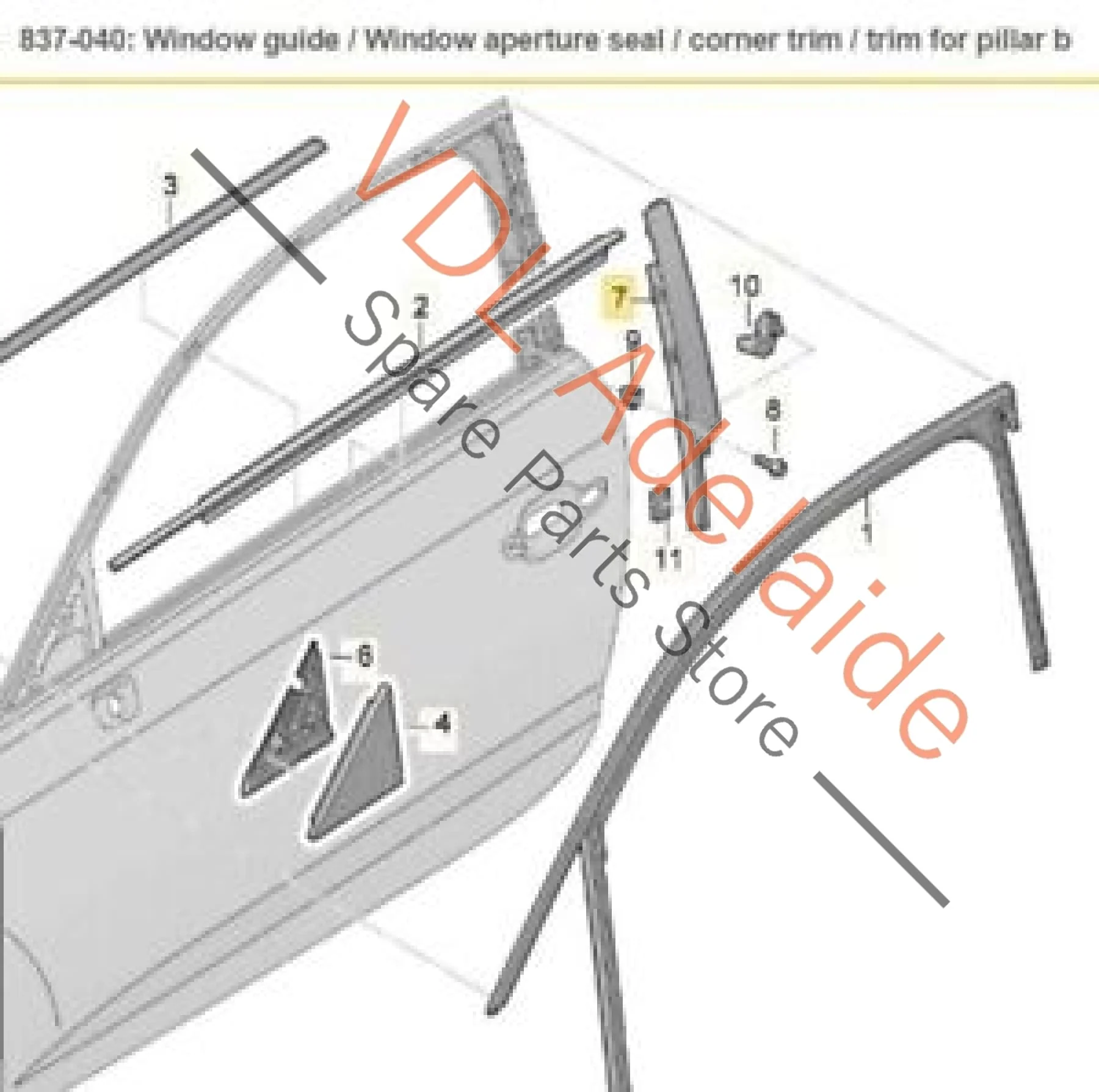 Audi RS3 8V Sportback Front Left Exterior Trim for B-Pillar 8V4837901A5FQ - Image 3