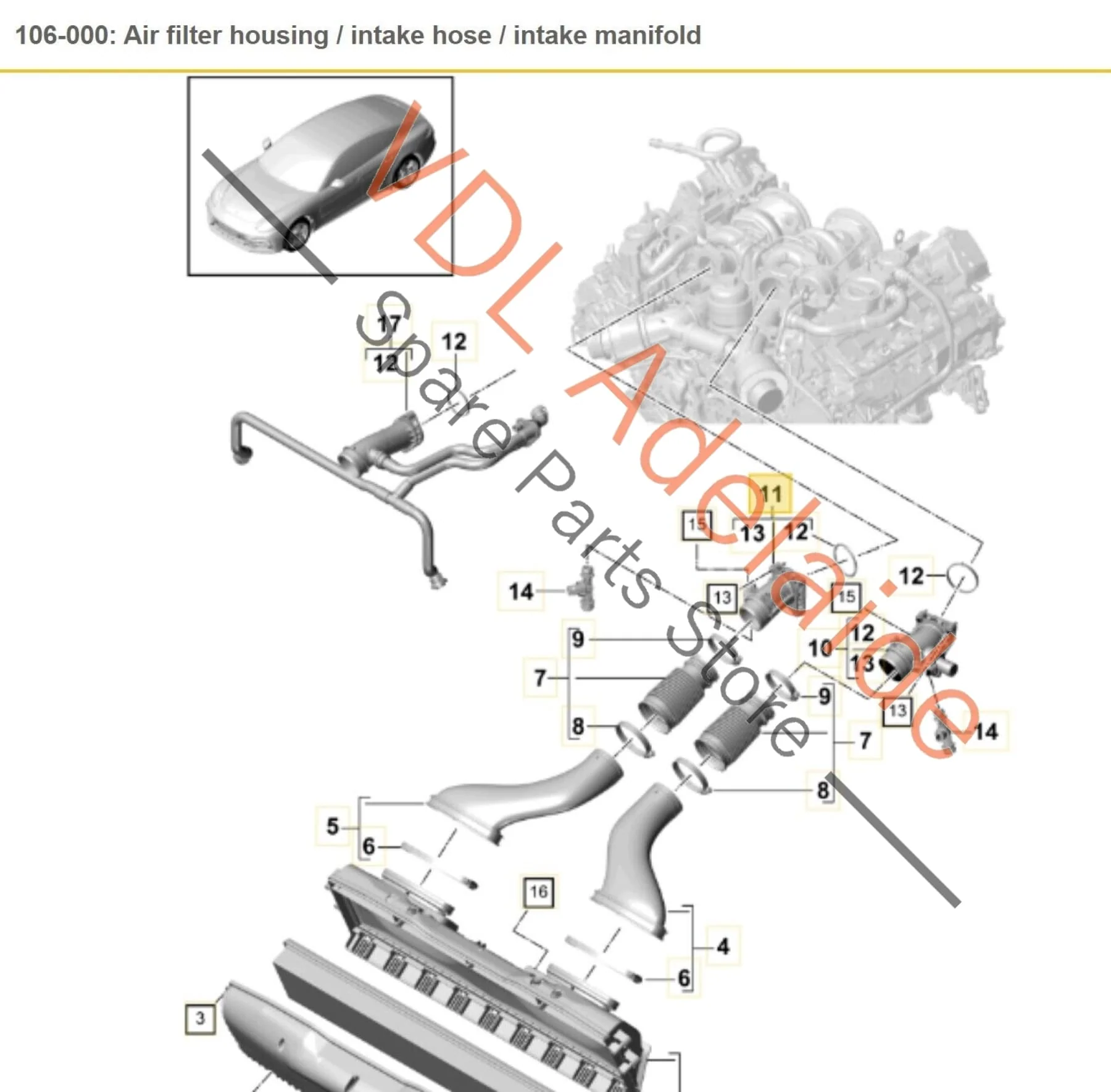 Porsche Panamera Turbo 971 CVDA CVD Engine Intake Manifold Right 9A712960600