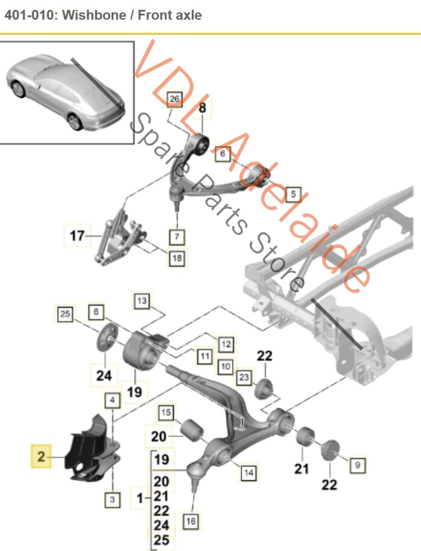 Porsche Panamera Turbo 971 Front Wishbone Control Arm Spoiler RHS 971407126A