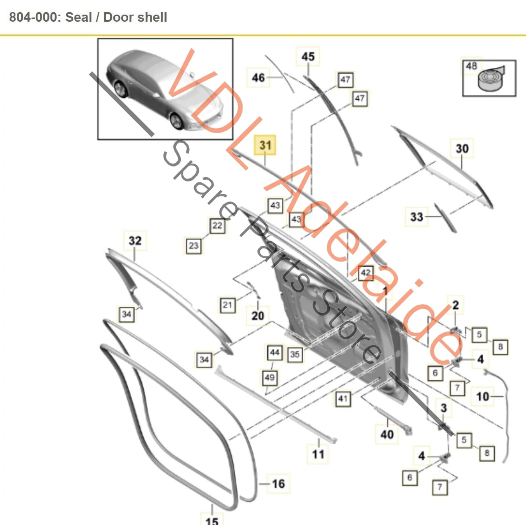 Porsche Panamera Turbo 971 Right Front Door Exterior Weather Seal